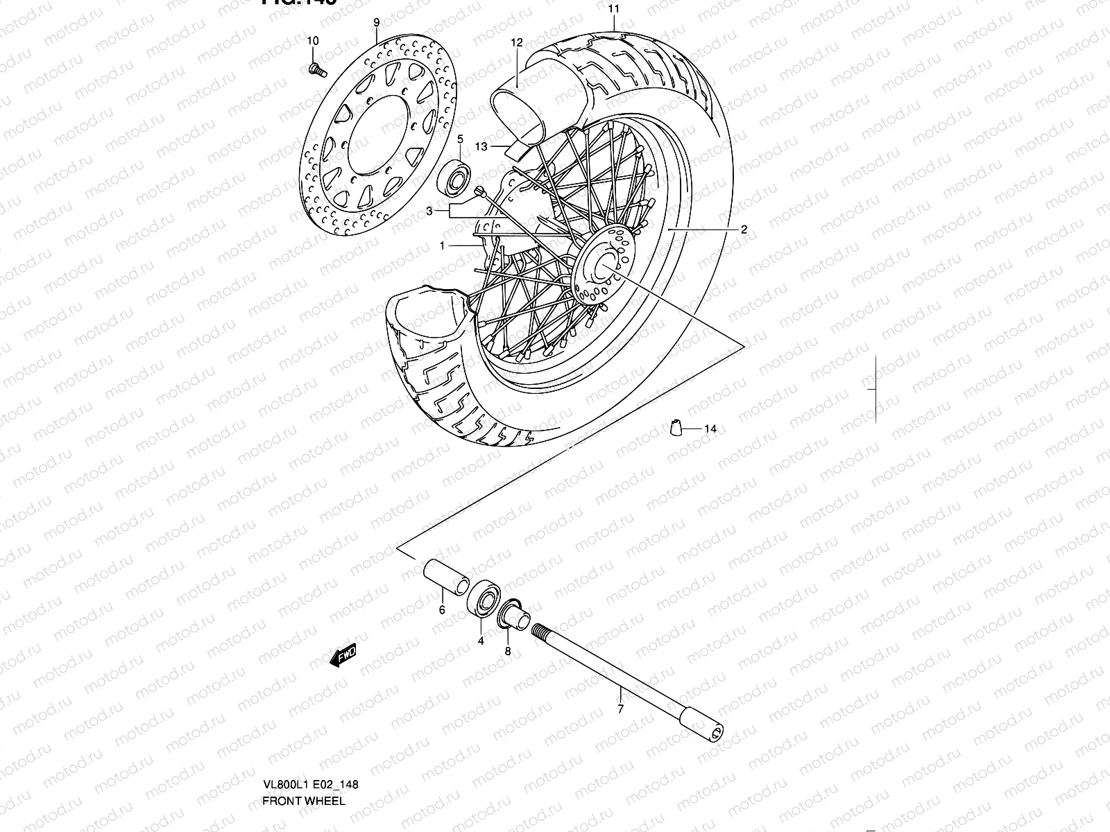148 - FRONT WHEEL (VL800L1 E02)