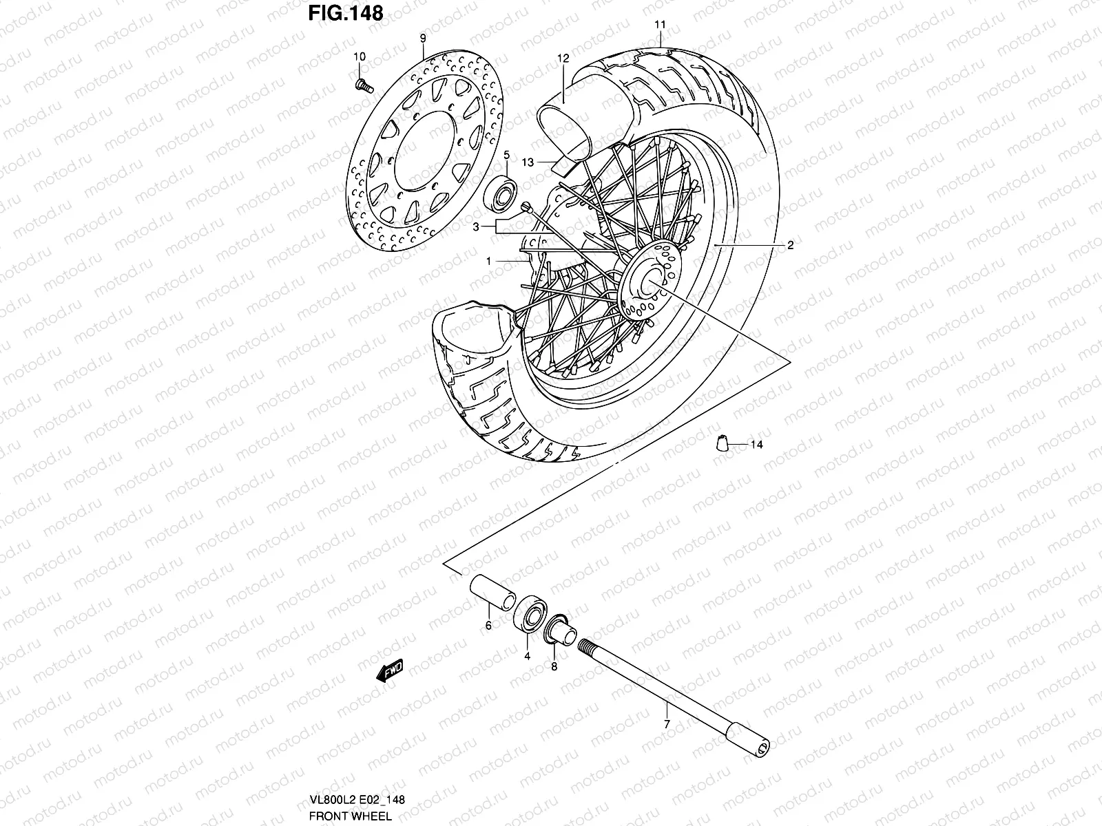 148 - FRONT WHEEL (VL800L2 E02)