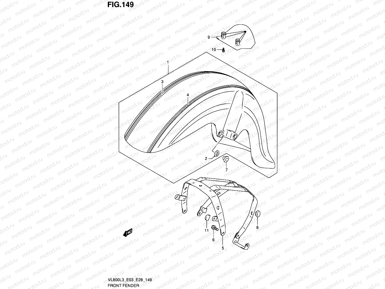 149 - FRONT FENDER (VL800TL3 E28)