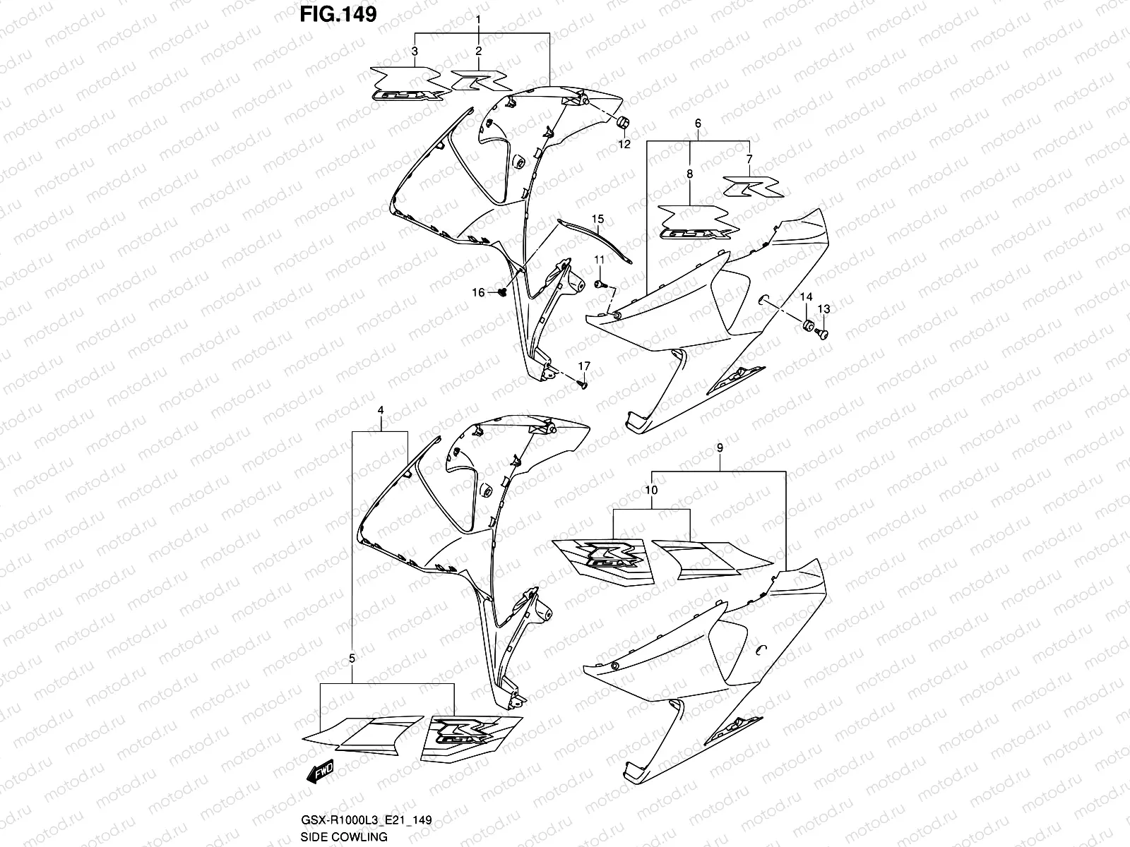 149 - SIDE COWLING (GSX-R1000UFL3 E21)