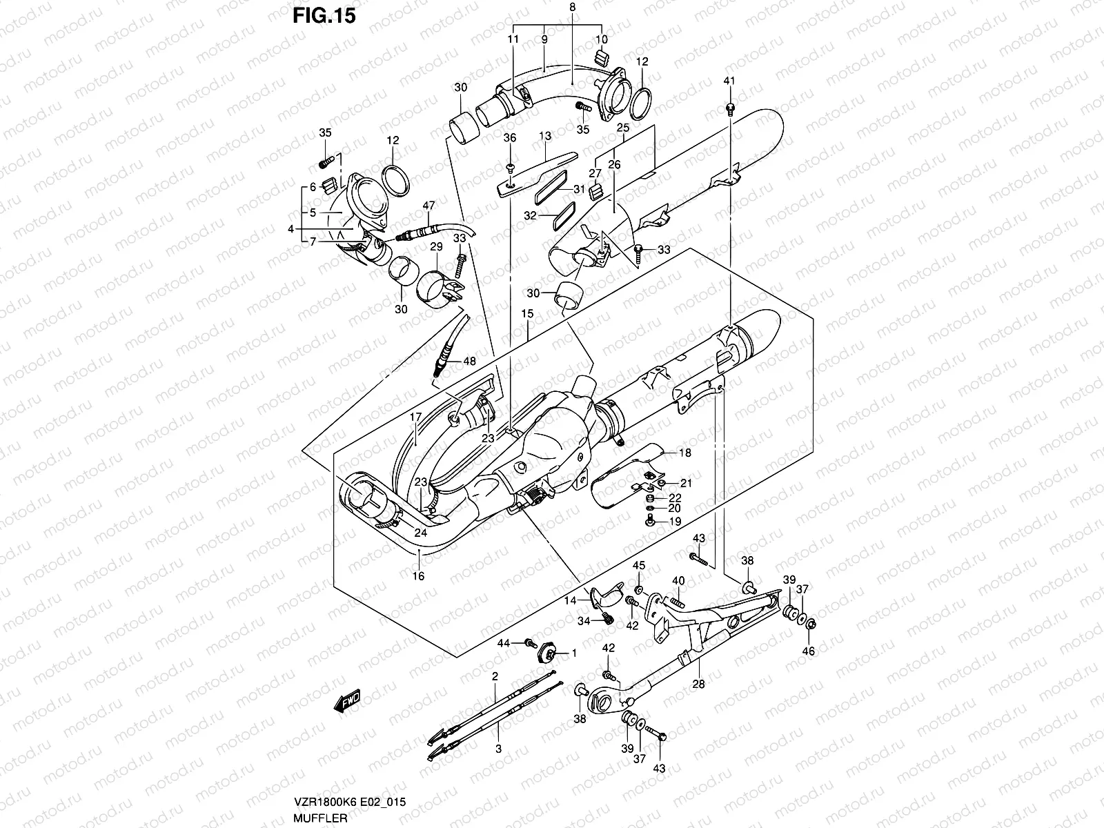15 - MUFFLER (VZR1800K6/U2K6/K7/U2K7/ZK7/ZU2K7/NK8/NU2K8)