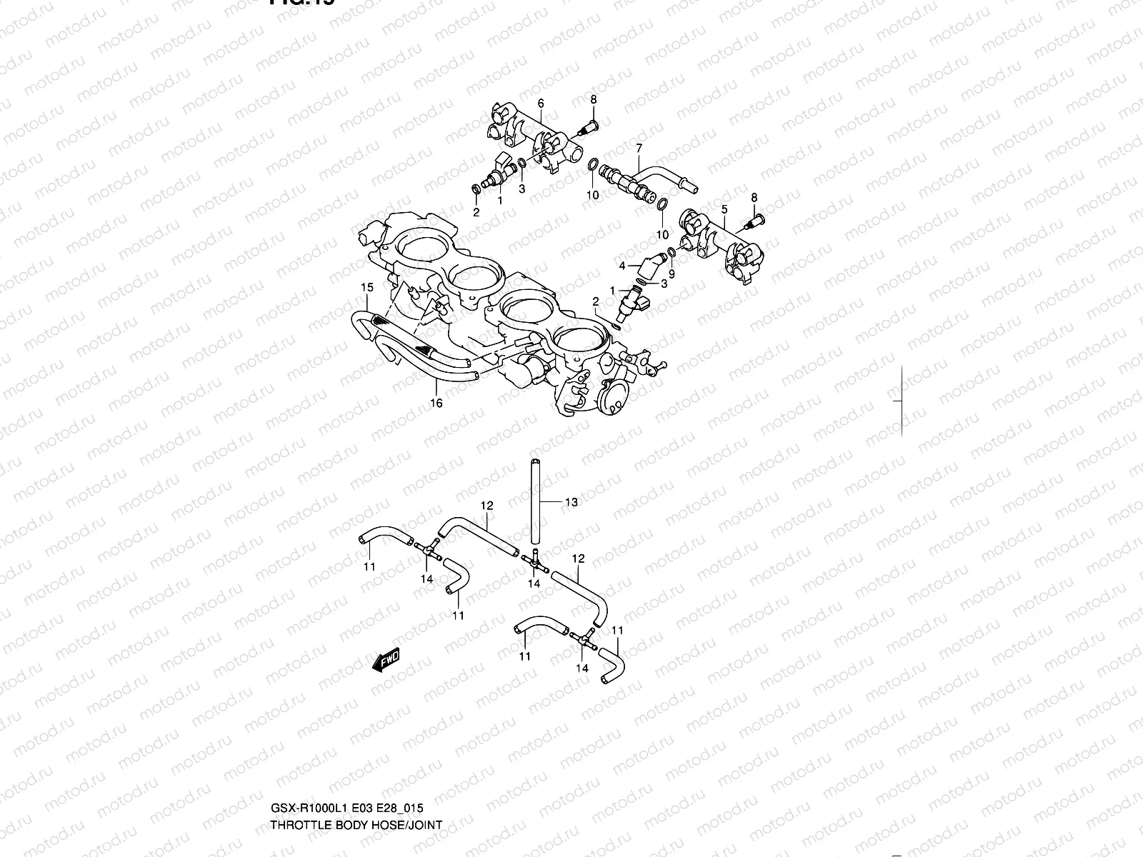 15 - THROTTLE BODY HOSE/JOINT (GSX-R1000L1 E28)