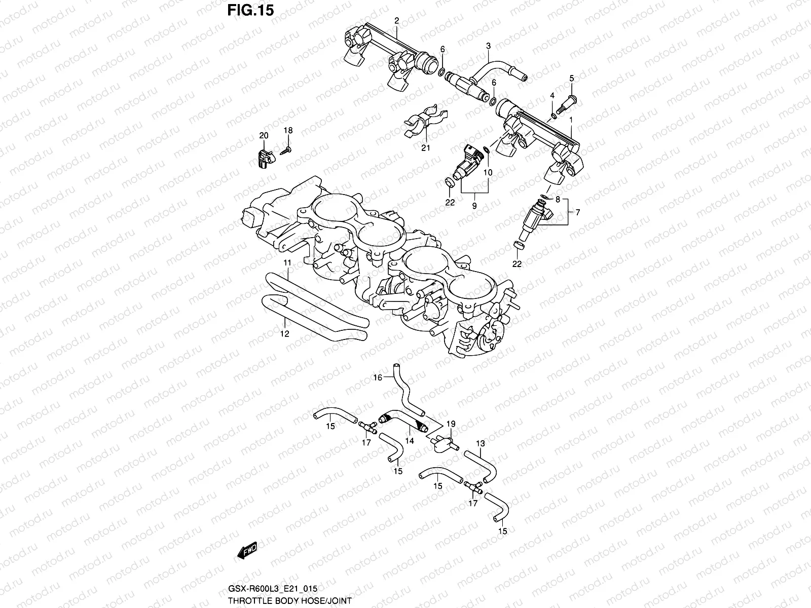15 - THROTTLE BODY HOSE/JOINT (GSX-R600L3 E21)