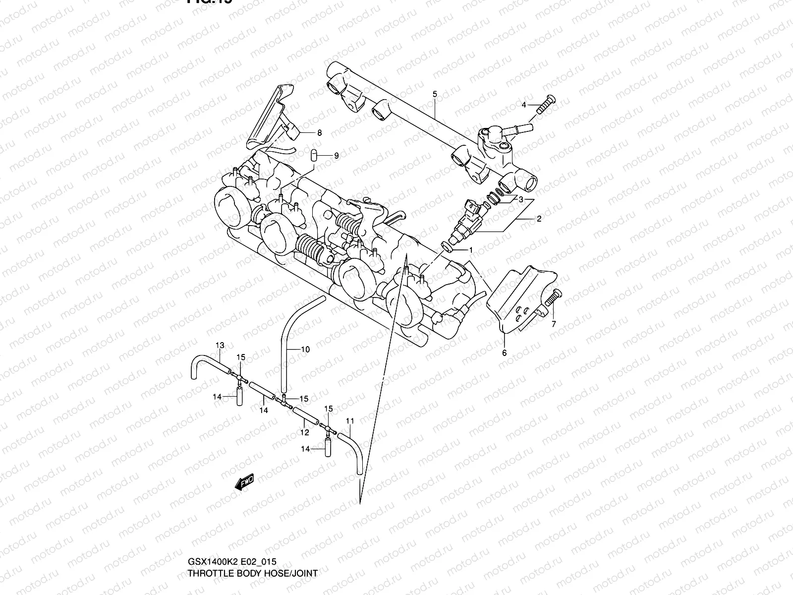 15 - THROTTLE BODY HOSE/JOINT (MODEL K2)