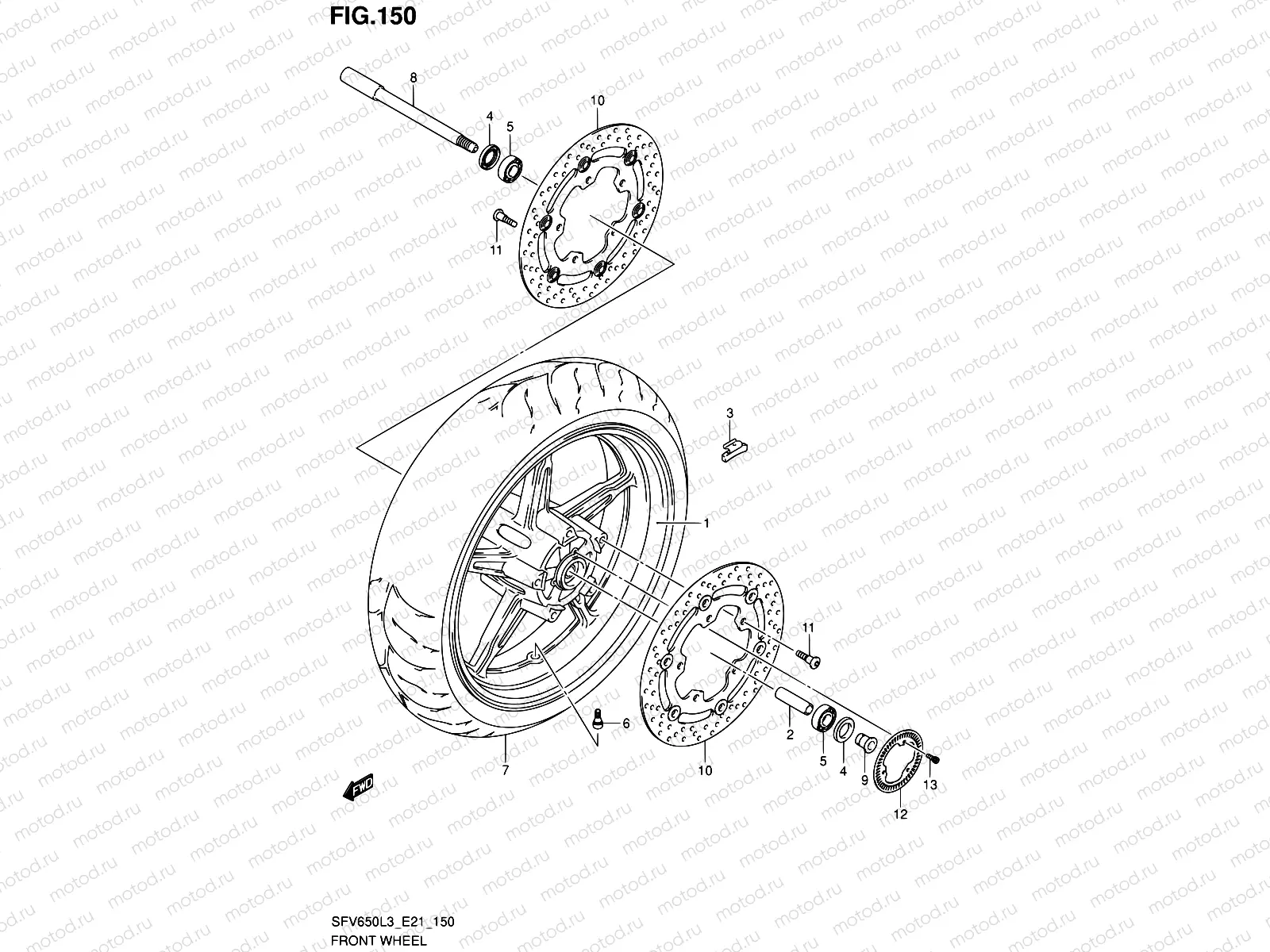 150 - FRONT WHEEL (SFV650AL3 E21)