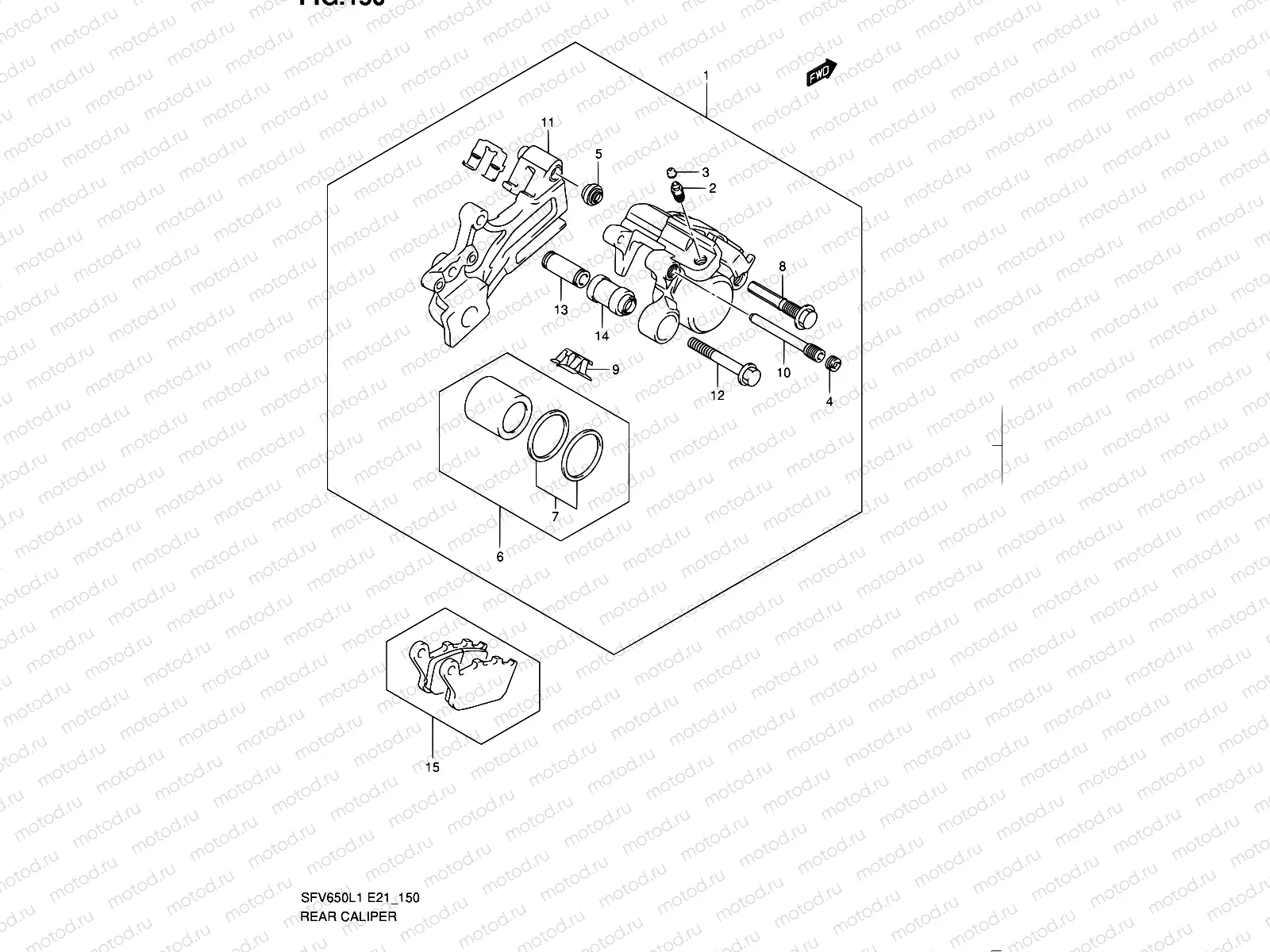 150 - REAR CALIPER (SFV650UAL1 E21)