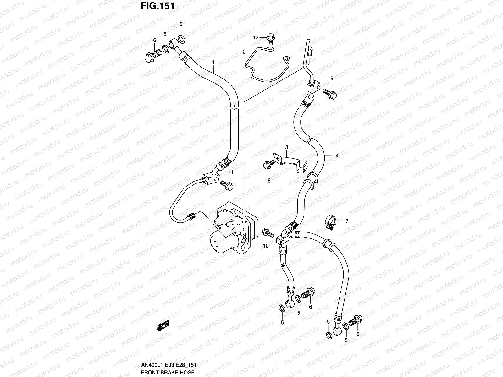 151 - FRONT BRAKE HOSE (AN400ZAL1 E28)