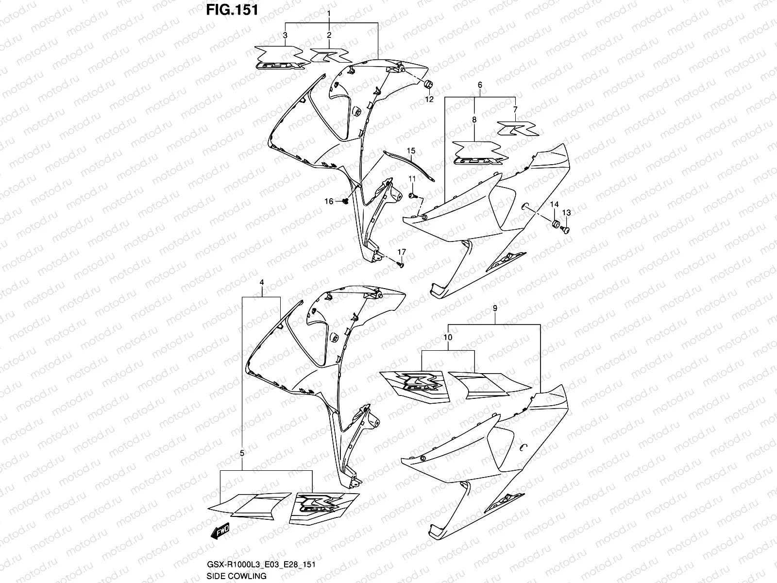 151 - SIDE COWLING (GSX-R1000L3 E33)