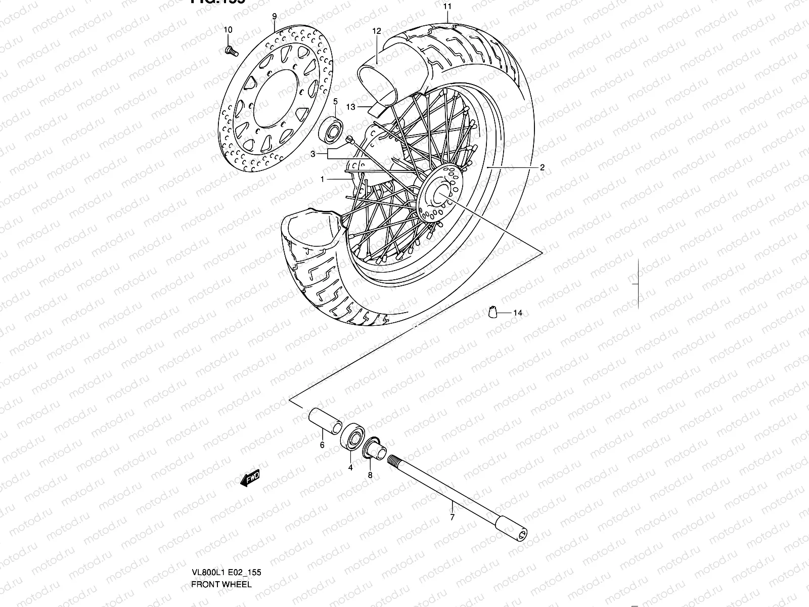 155 - FRONT WHEEL (VL800UEL1 E19)