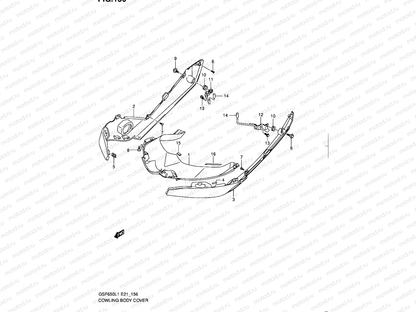 156 - COWLING BODY COVER (GSF650SUL1 E21)