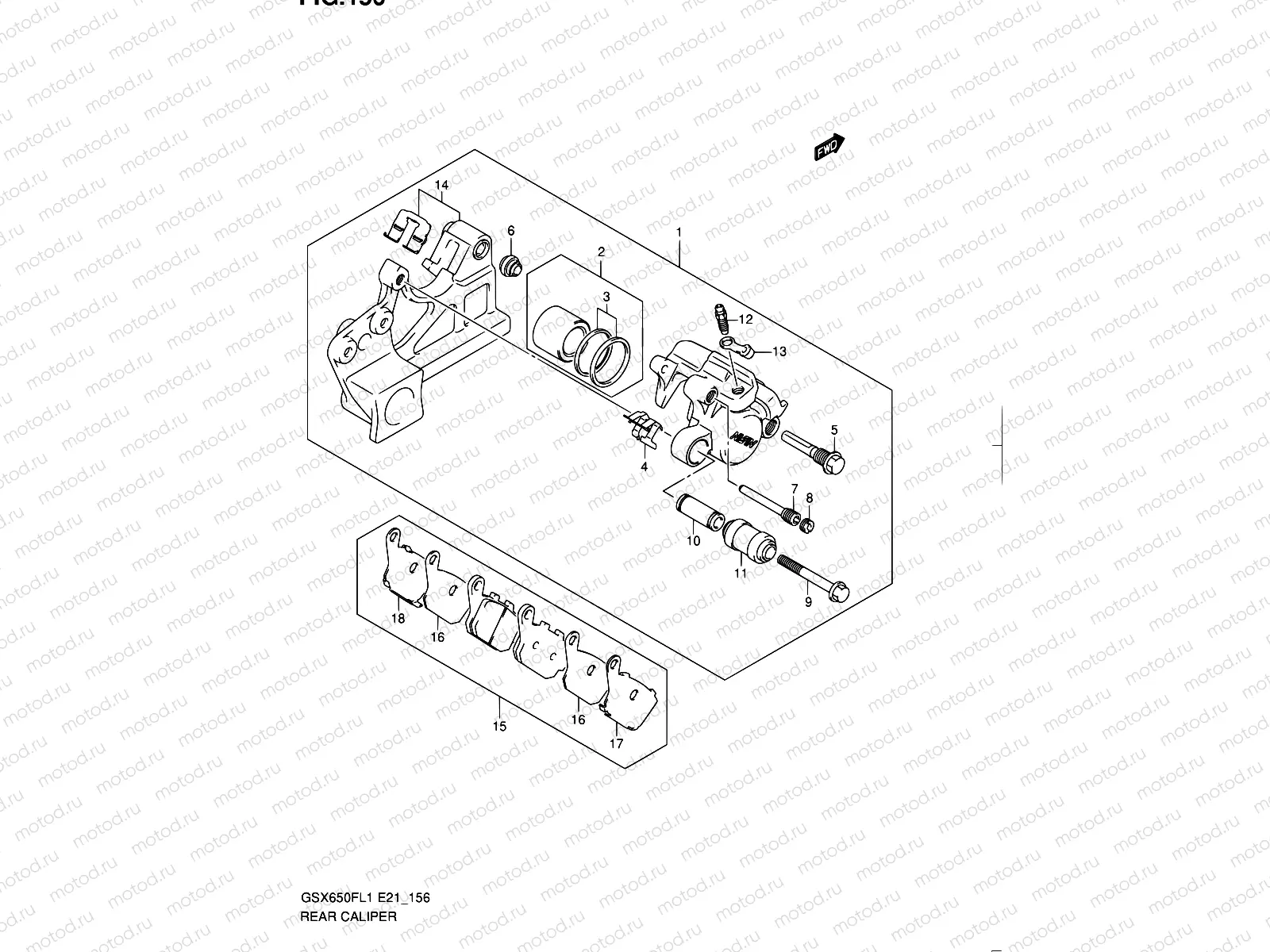 156 - REAR CALIPER (GSX650FAL1 E21)