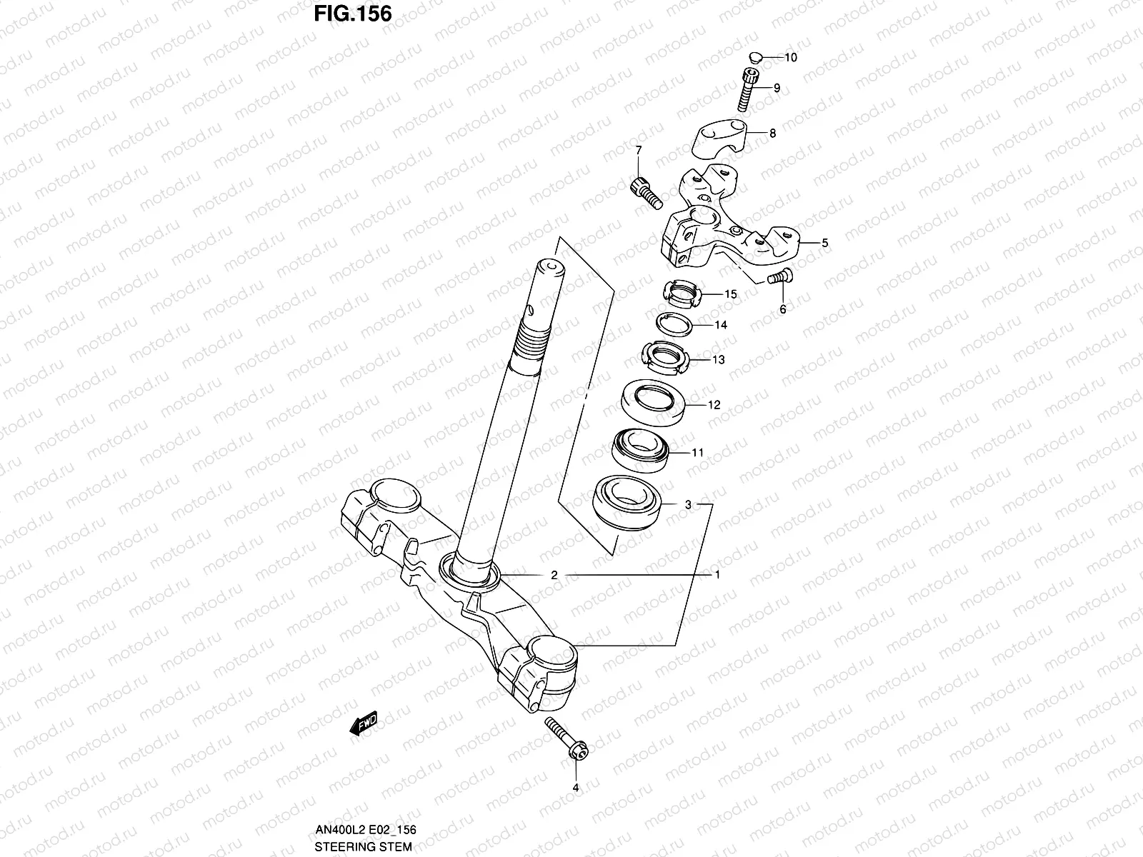 156 - STEERING STEM (AN400AL2 E24)