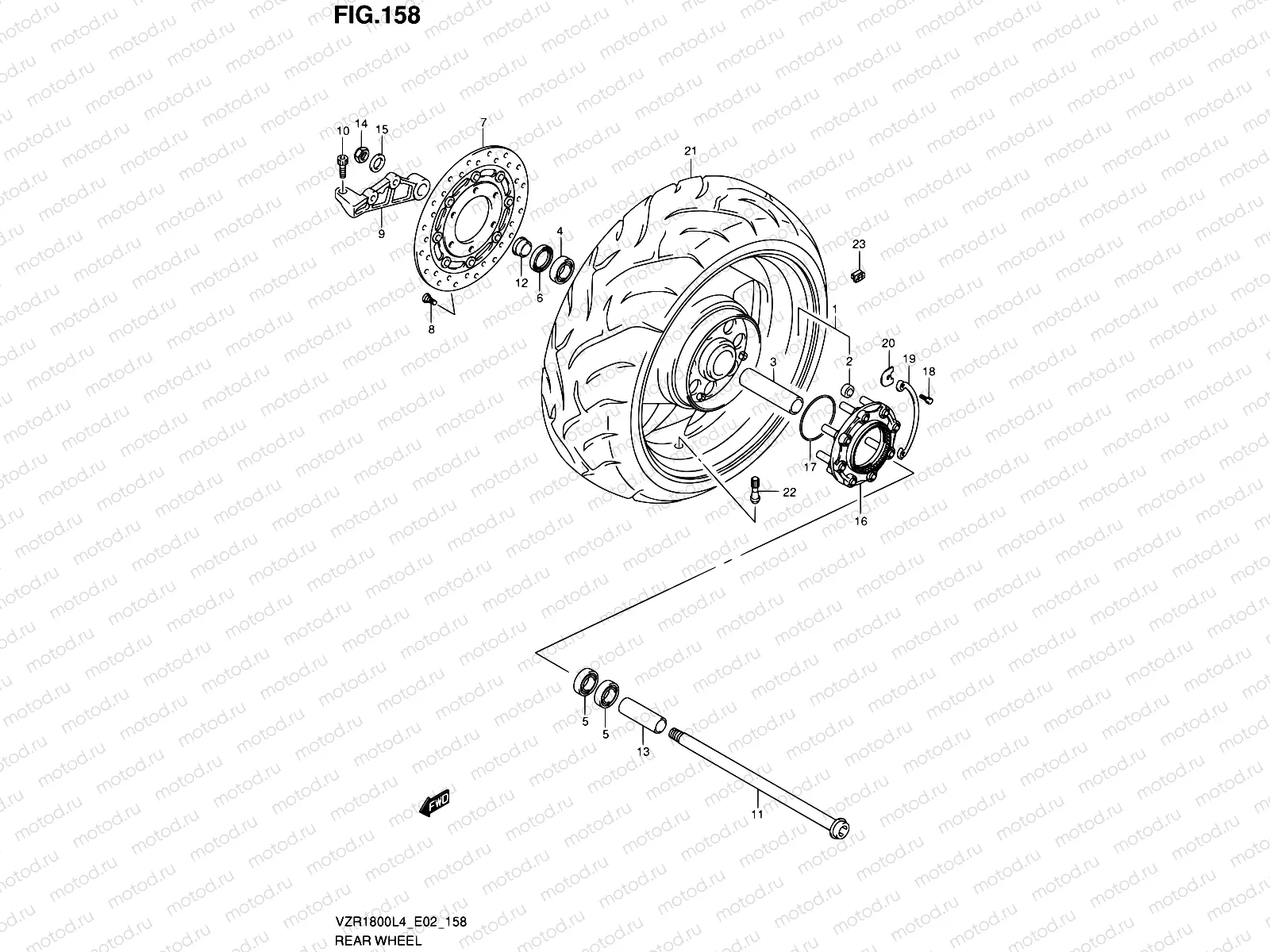 158 - REAR WHEEL (VZR1800UFL4 E19)