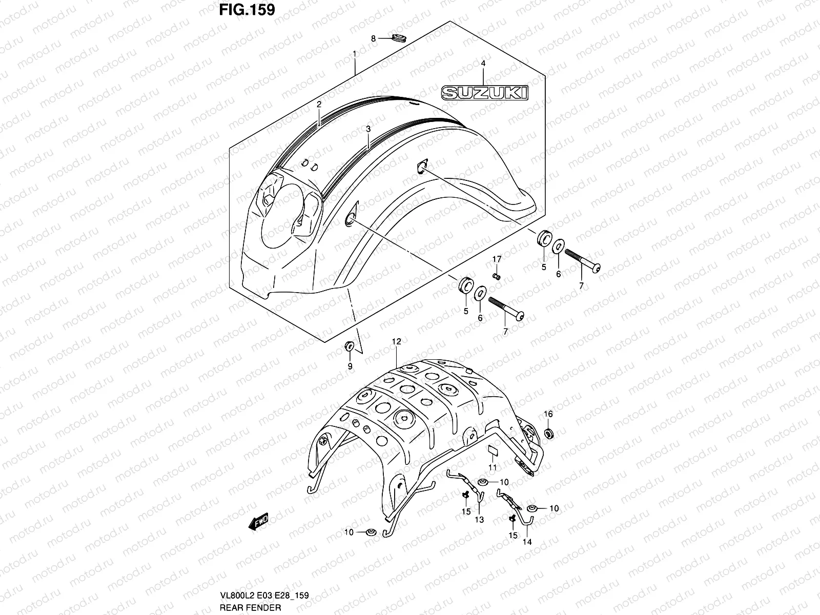 159 - REAR FENDER (VL800TL2 E03)