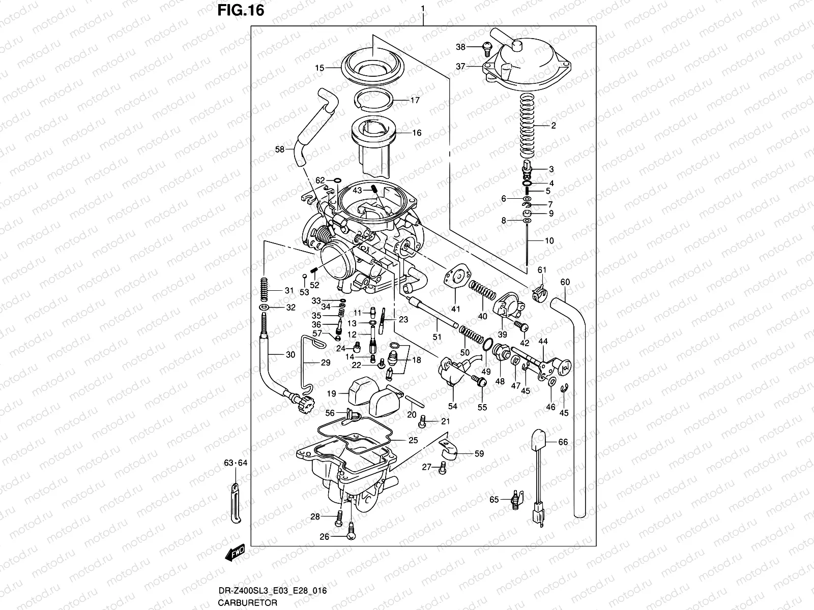 16 - CARBURETOR (DR-Z400SL3 E03)