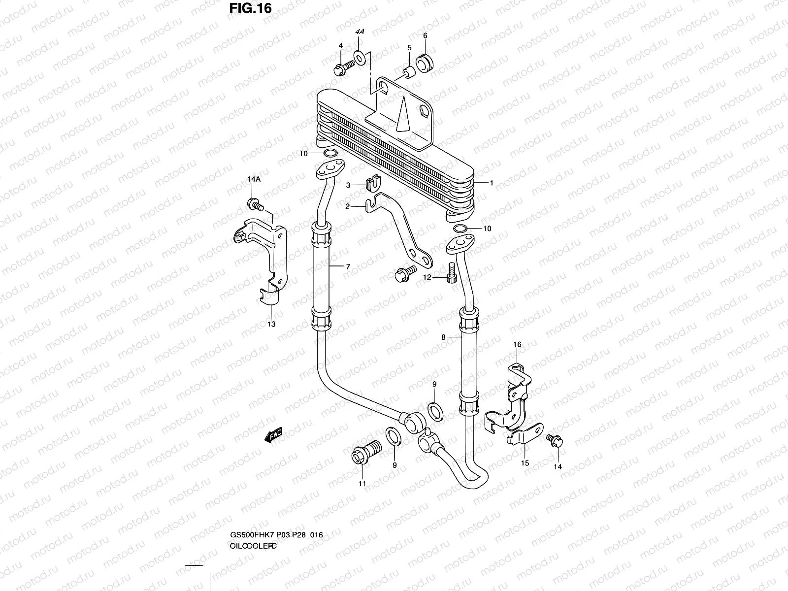 16 - OIL COOLER (GS500FH)