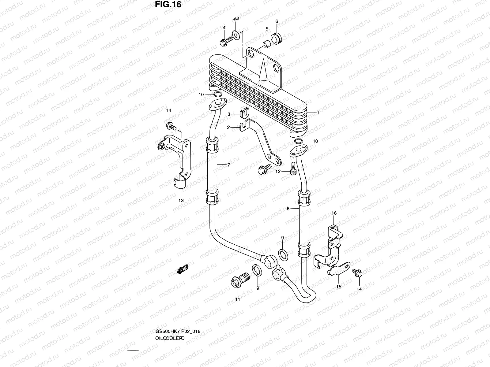 16 - OIL COOLER (GS500FH/FM)