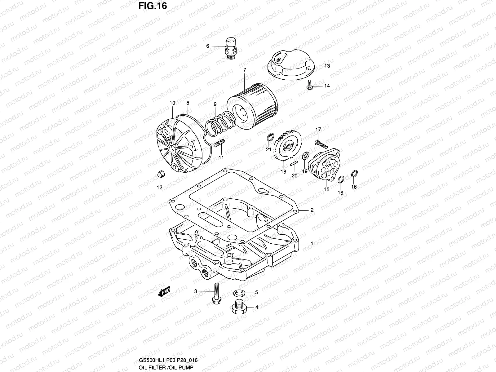 16 - OIL FILTER - OIL PUMP (GS500FH P33)