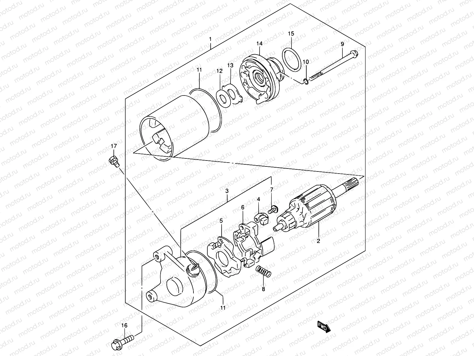 16 - STARTING MOTOR (MODEL K1)