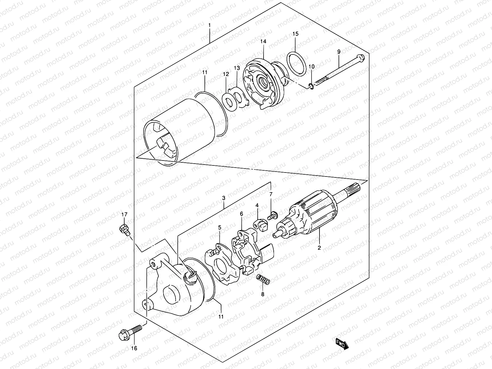 16 - STARTING MOTOR (MODEL K1)