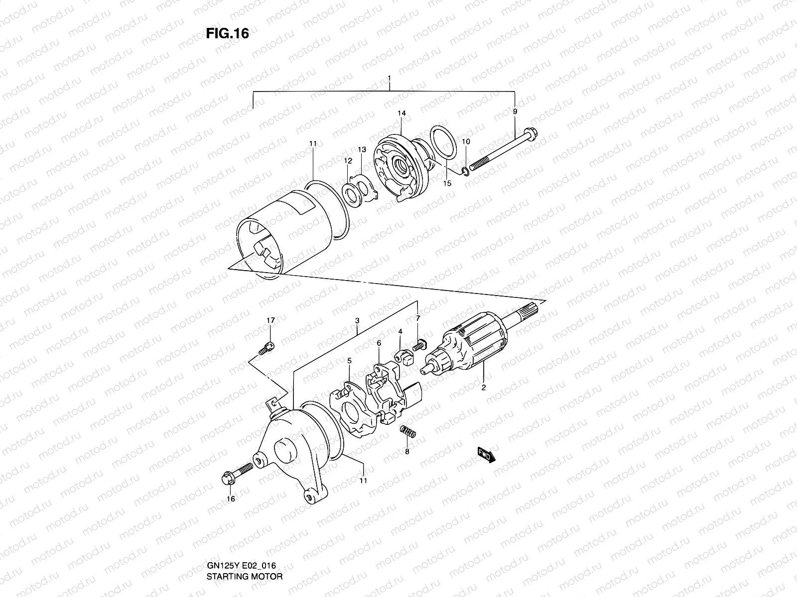 16 - STARTING MOTOR (MODEL V/W/X/Y)