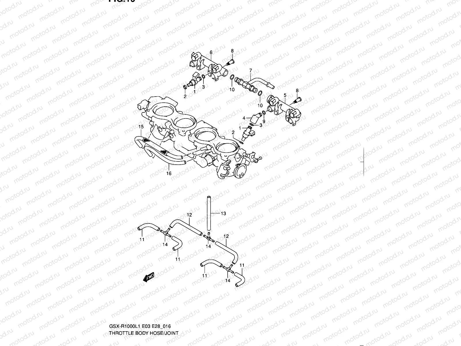 16 - THROTTLE BODY HOSE/JOINT (GSX-R1000L1 E03)