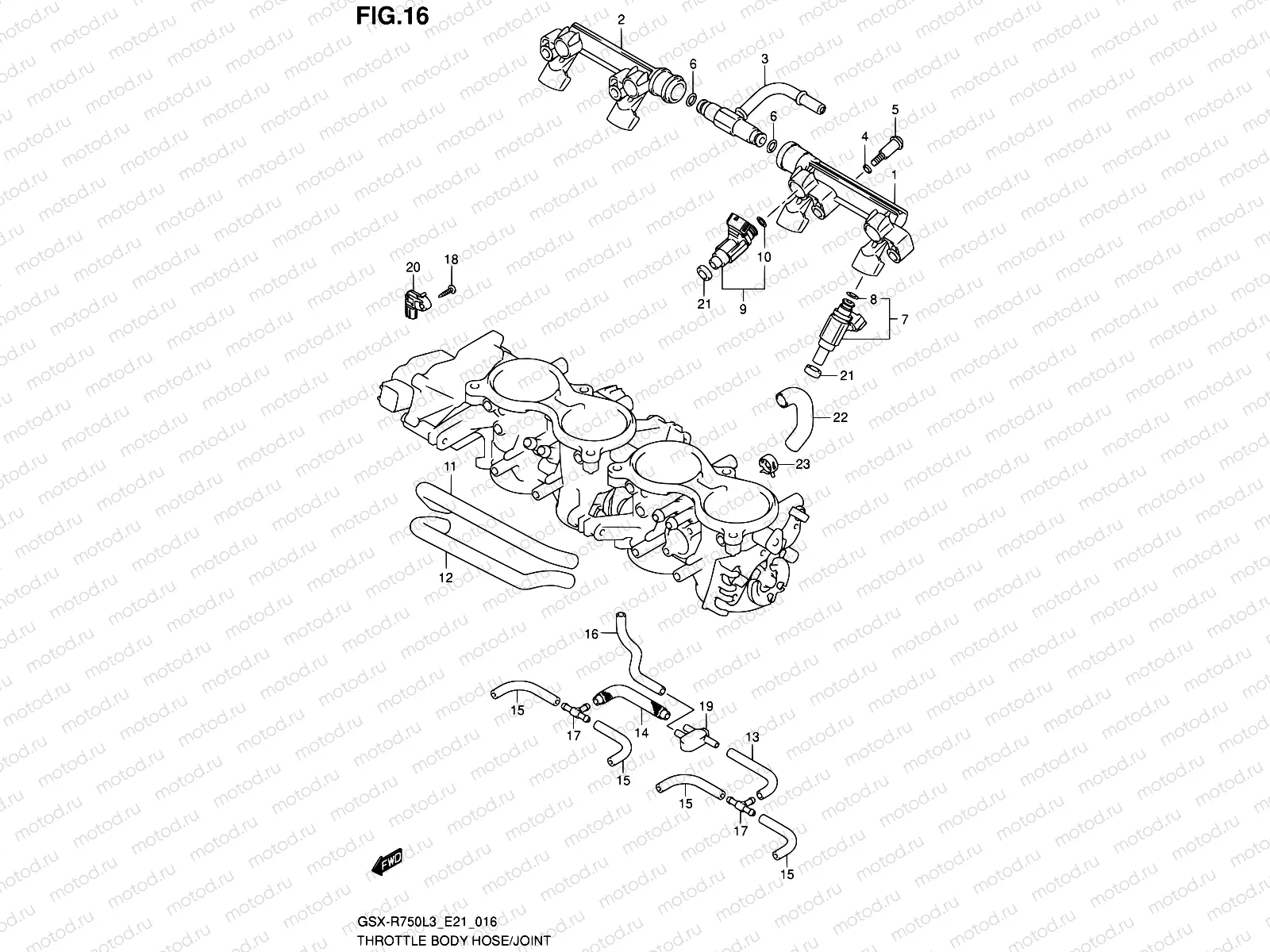 16 - THROTTLE BODY HOSE/JOINT (GSX-R750L3 E24)