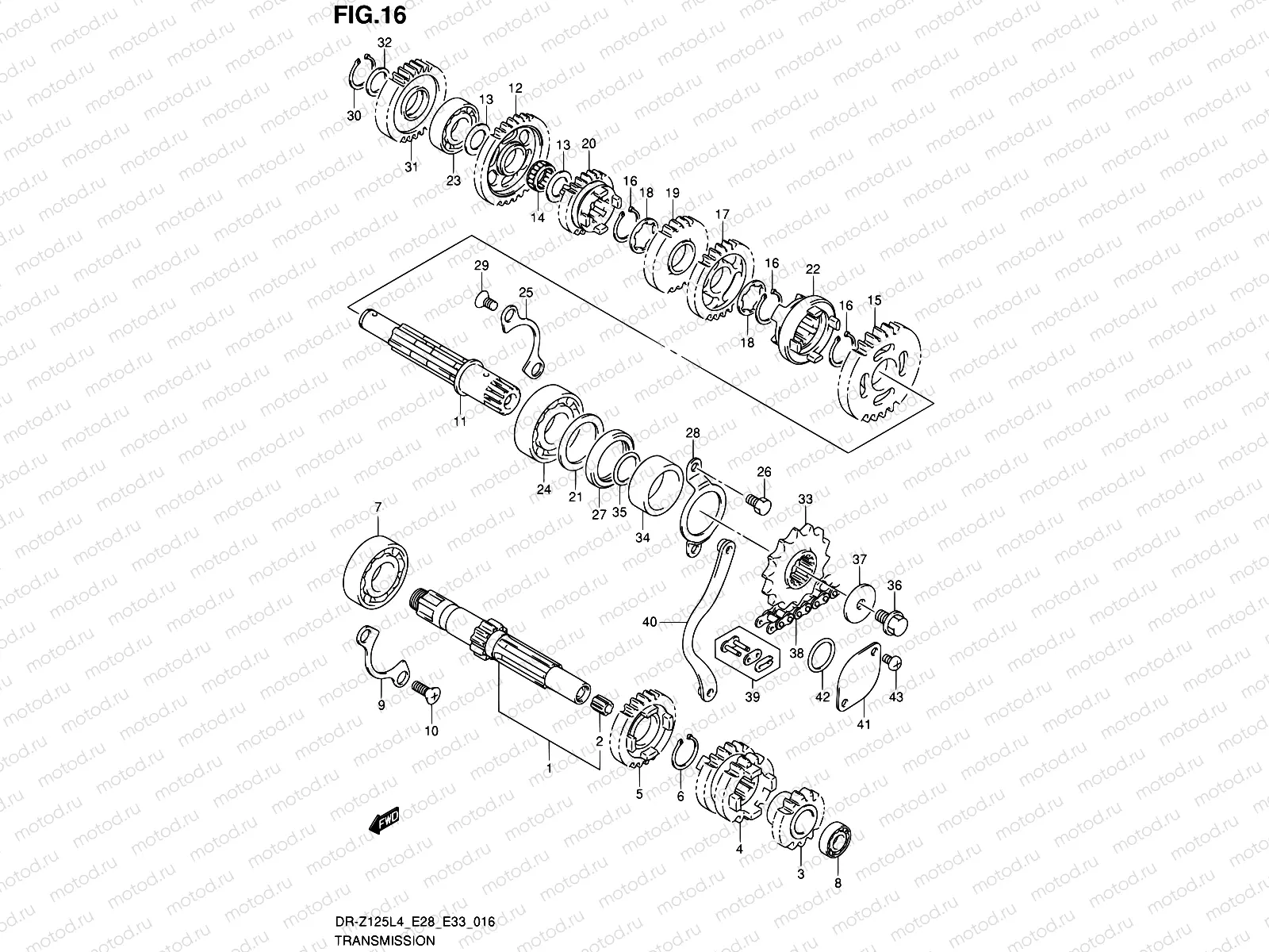 16 - TRANSMISSION (DR-Z125LL4 E28)