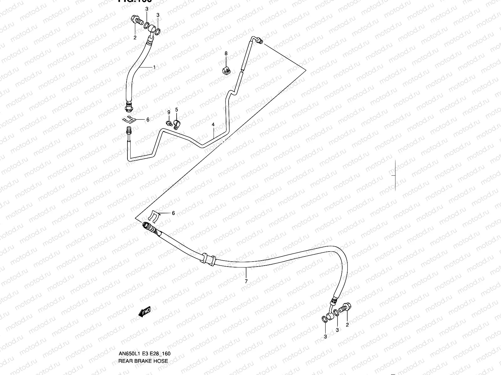 160 - REAR BRAKE HOSE (AN650L1 E03)