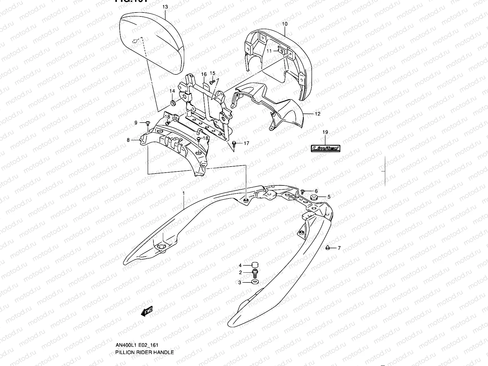 161 - PILLION RIDER HANDLE (AN400ZAL1 E19)