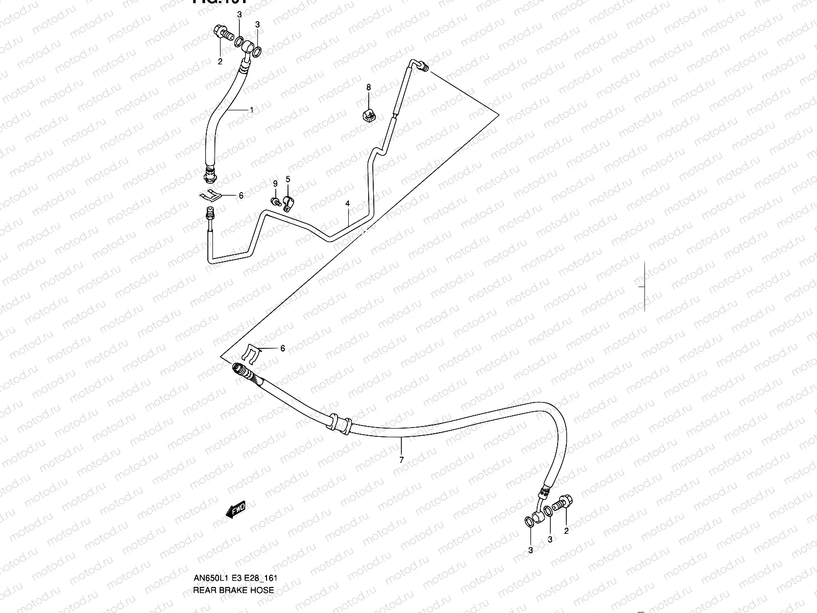 161 - REAR BRAKE HOSE (AN650L1 E33)