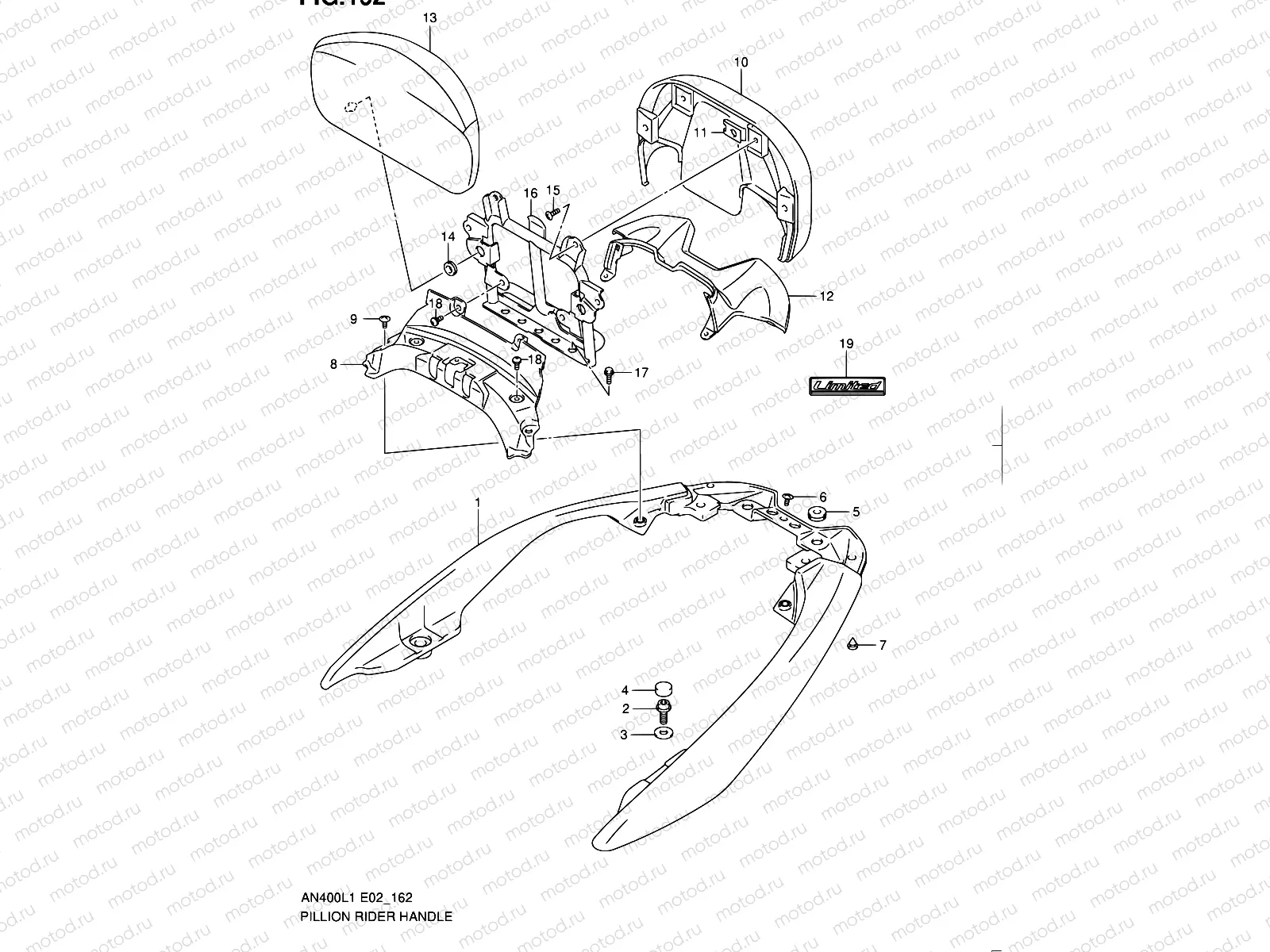 162 - PILLION RIDER HANDLE (AN400ZAL1 E02)