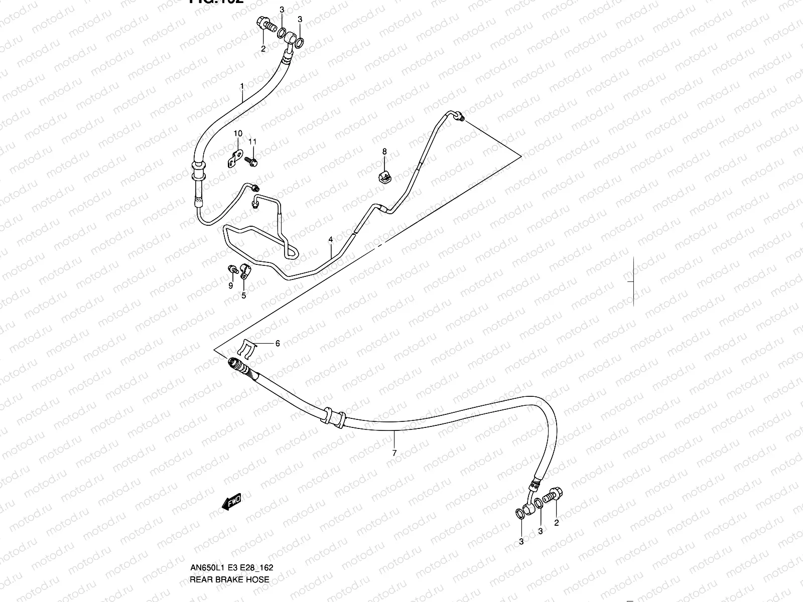 162 - REAR BRAKE HOSE (AN650AL1 E28)