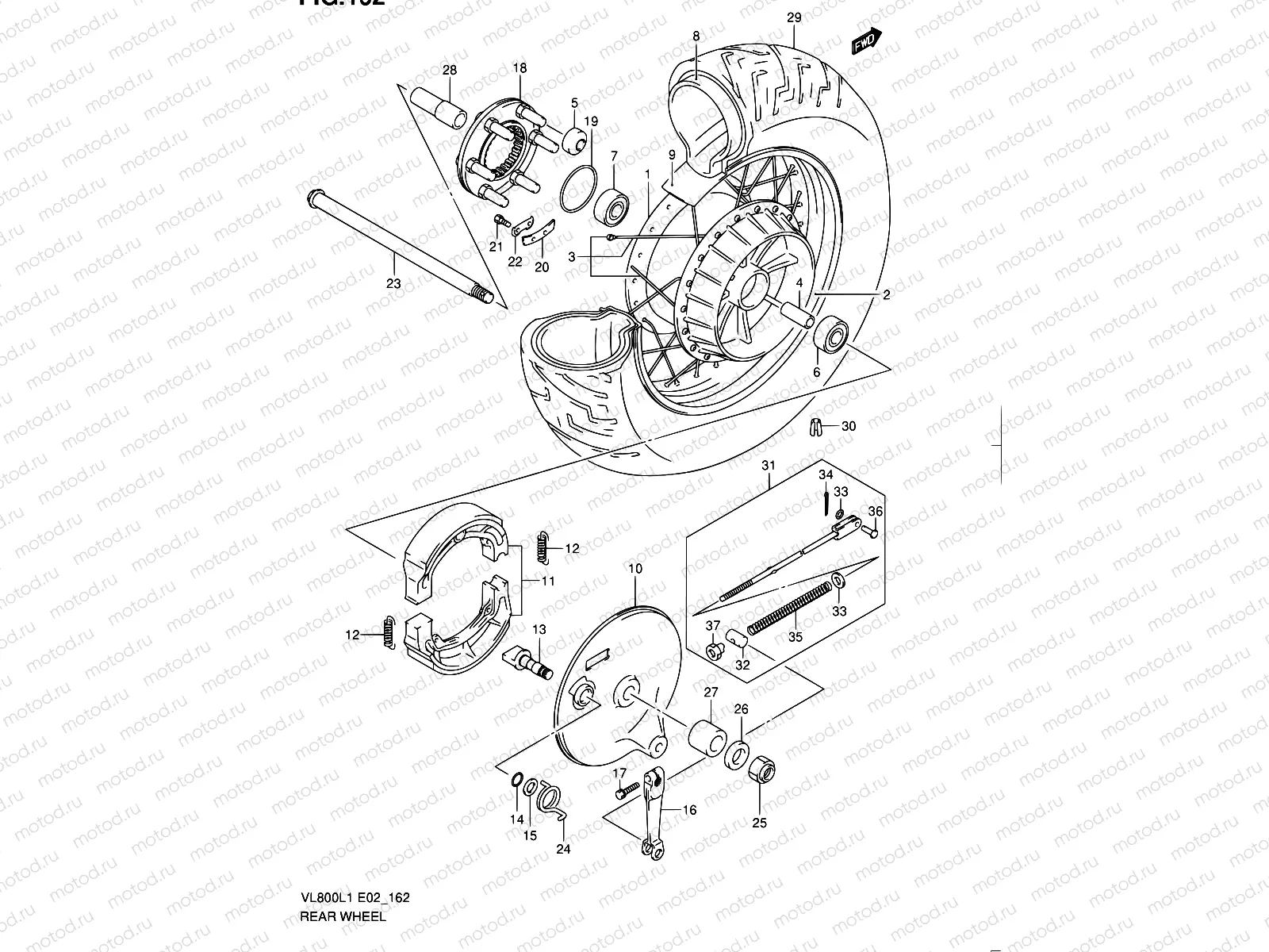 162 - REAR WHEEL (VL800L1 E19)