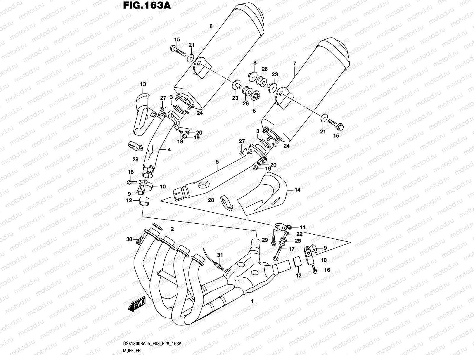 163A - MUFFLER (GSX1300RAL5 E03)