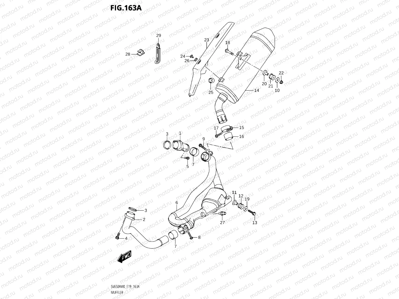 163A - MUFFLER (SV650A,SV650AU)