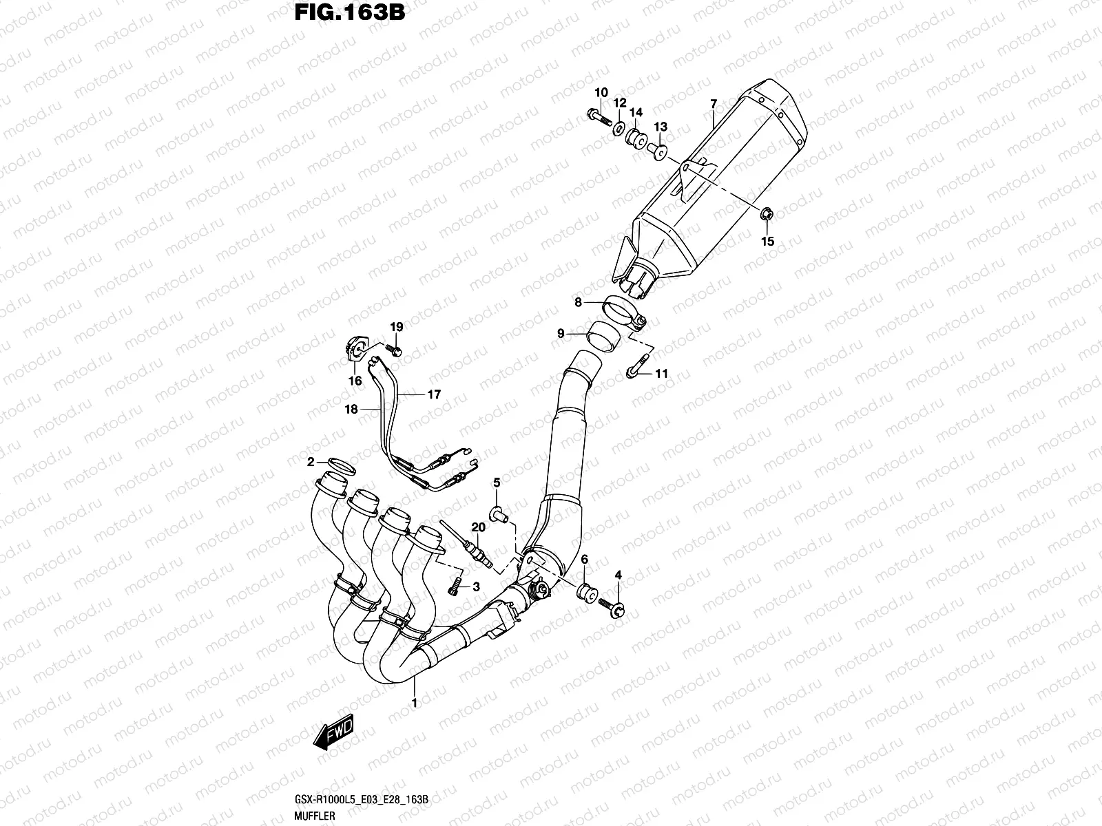 163B - MUFFLER (GSX-R1000L5 E28)