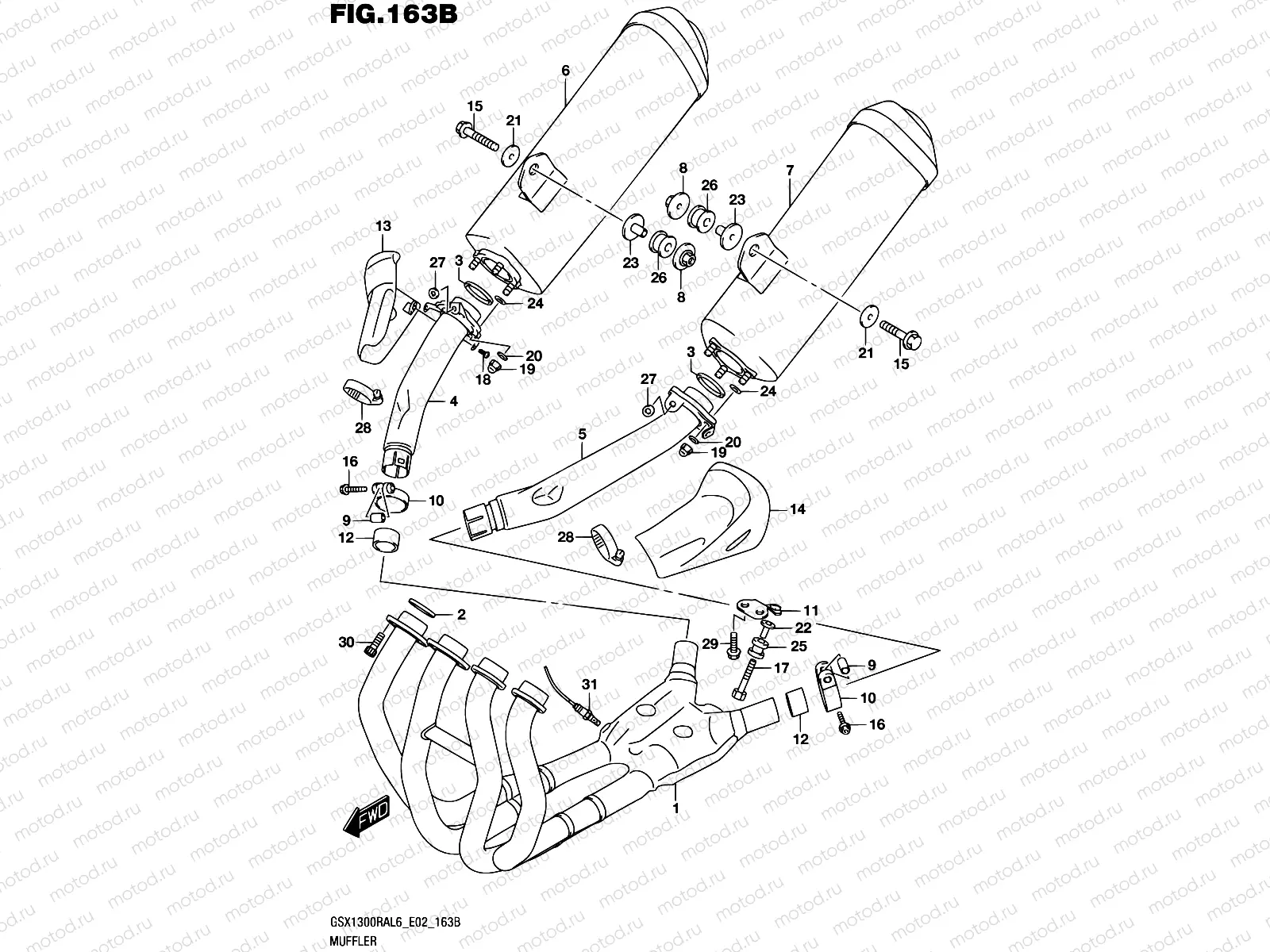 163B - MUFFLER (GSX1300RAL6 E19)