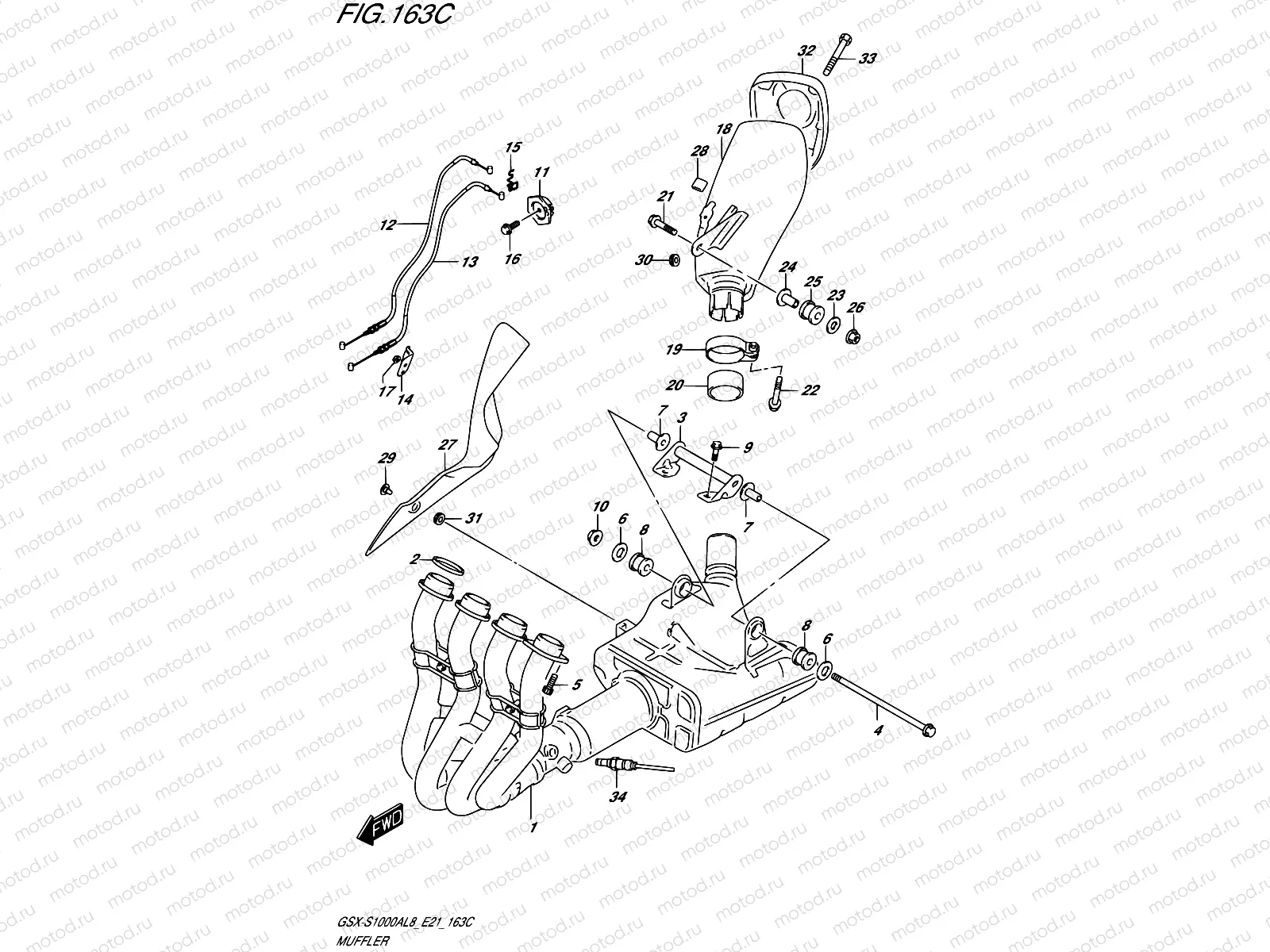 163C - MUFFLER (GSX-S1000AUFL8 E21)