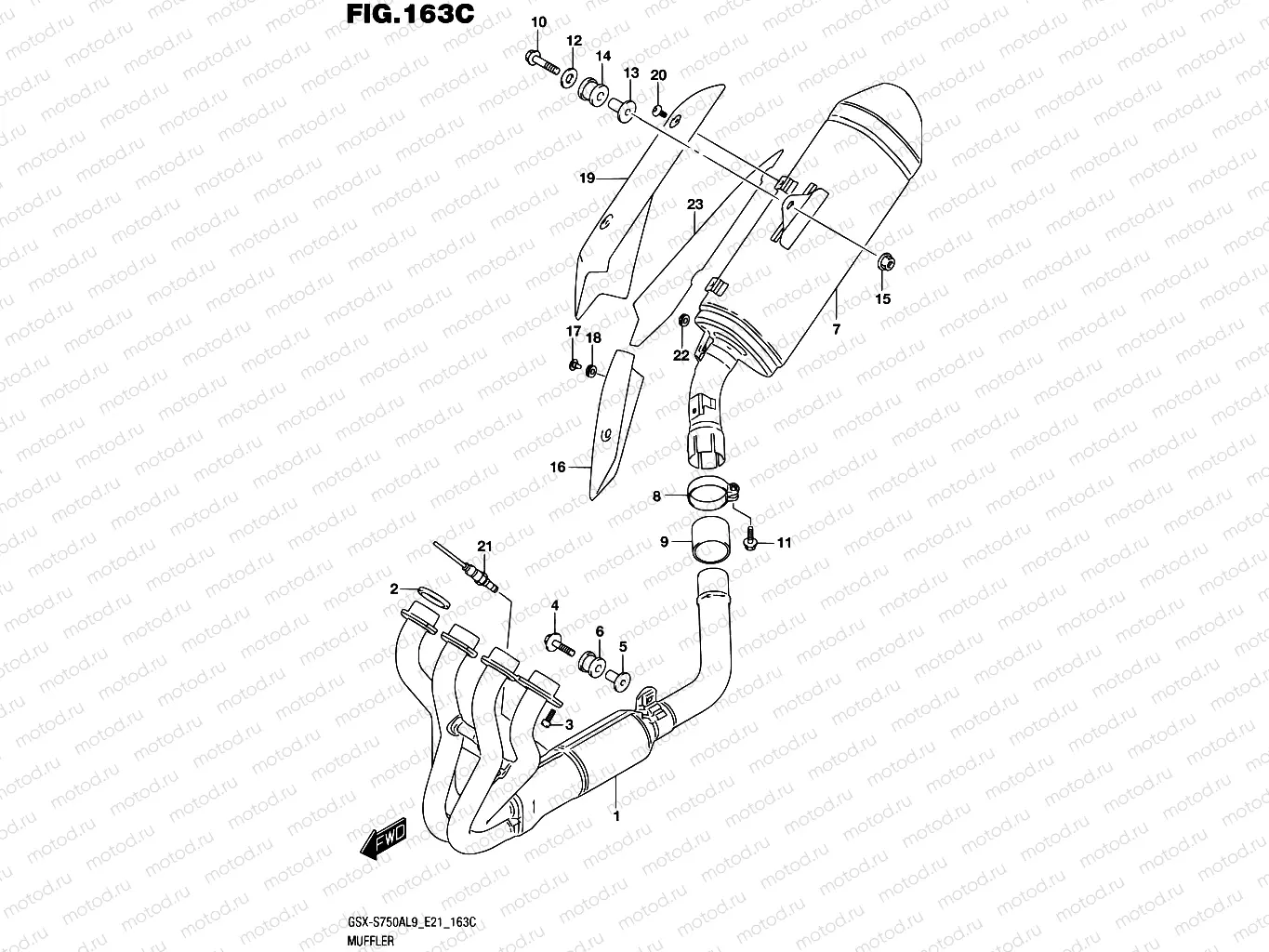 163C - MUFFLER (GSX-S750ZAL9 E21)