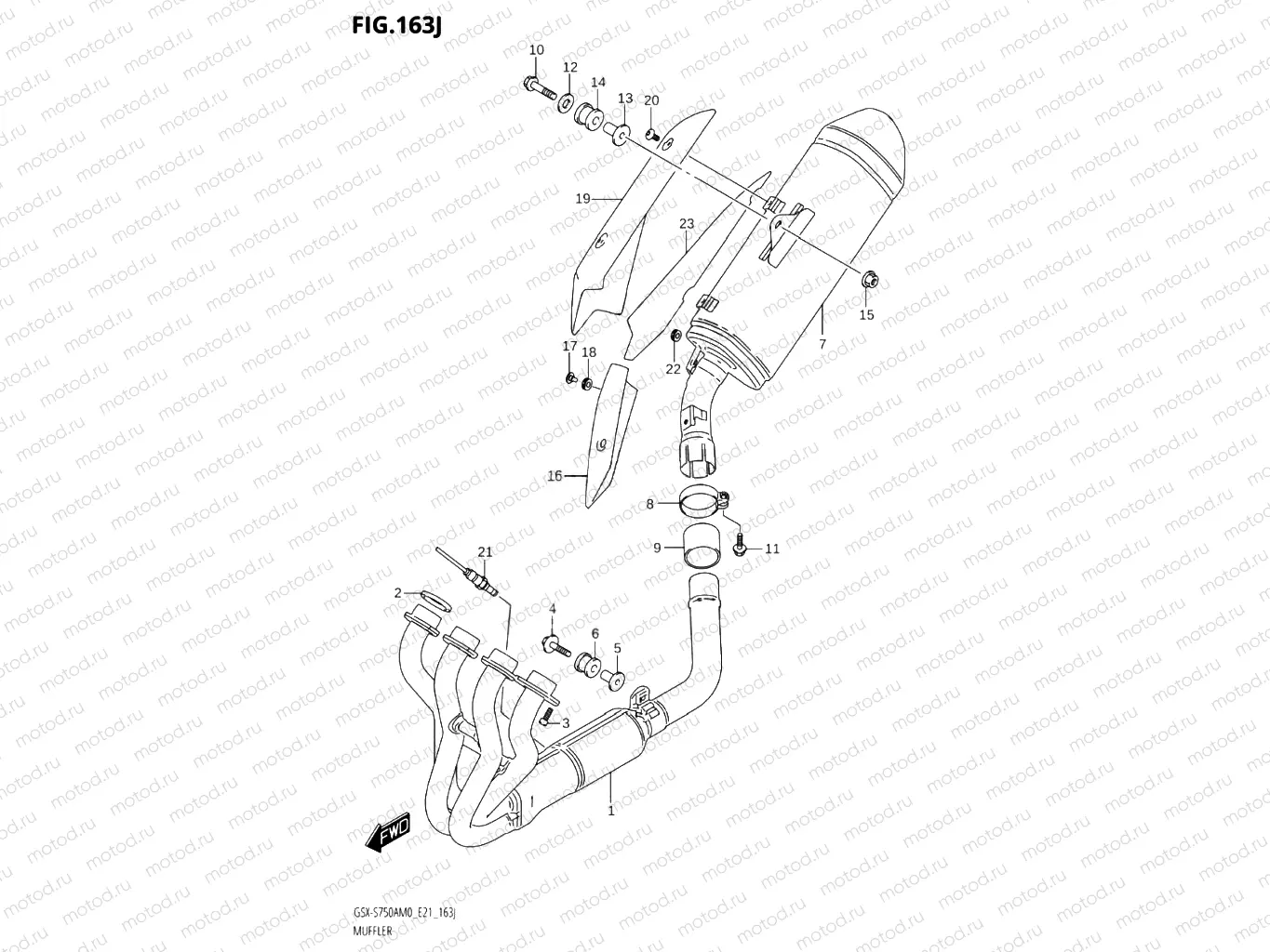 163J - MUFFLER (GSX-S750UQZ,GSX-S750WQZ)