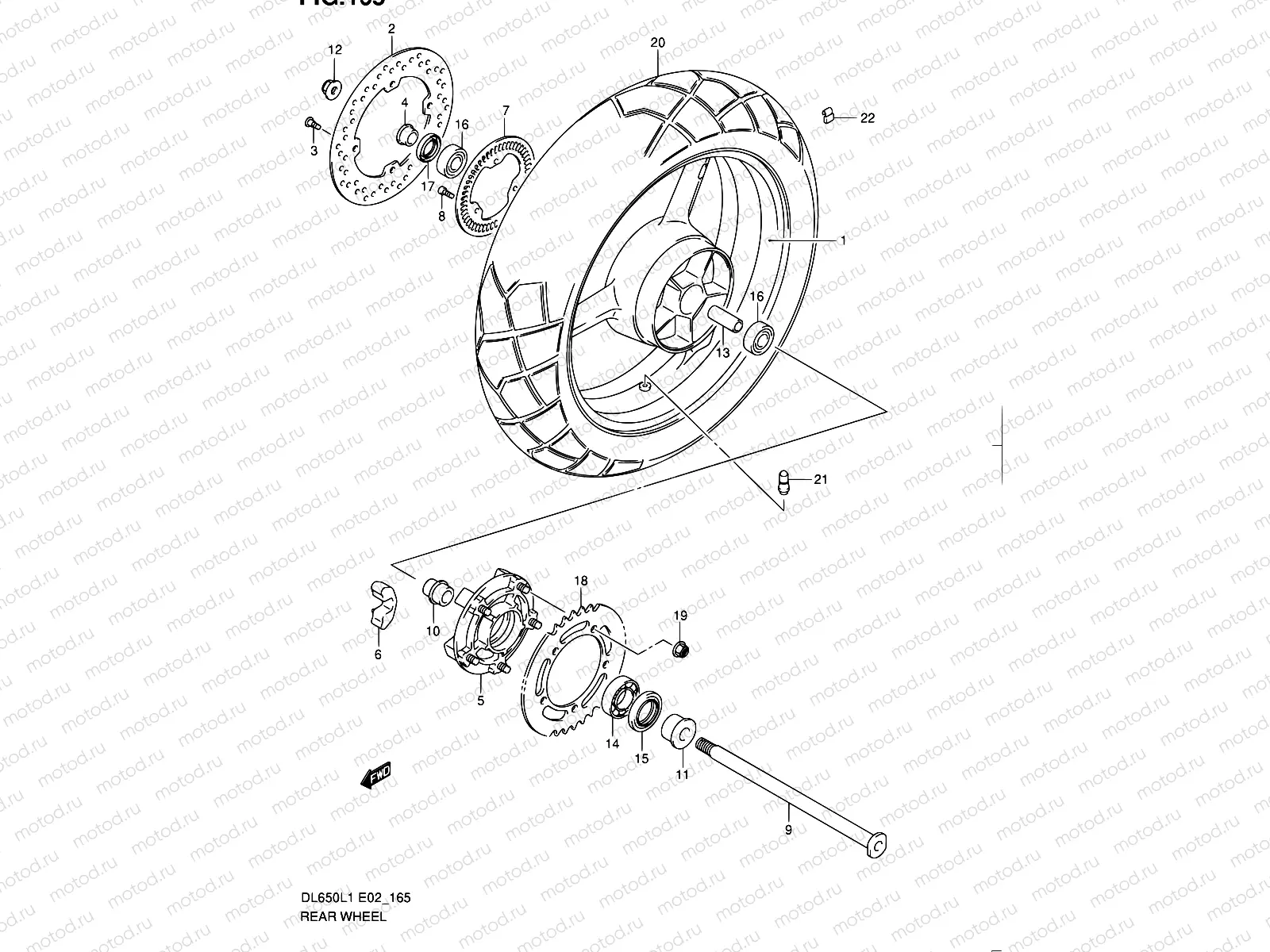 165 - REAR WHEEL (DL650AL1 E19)
