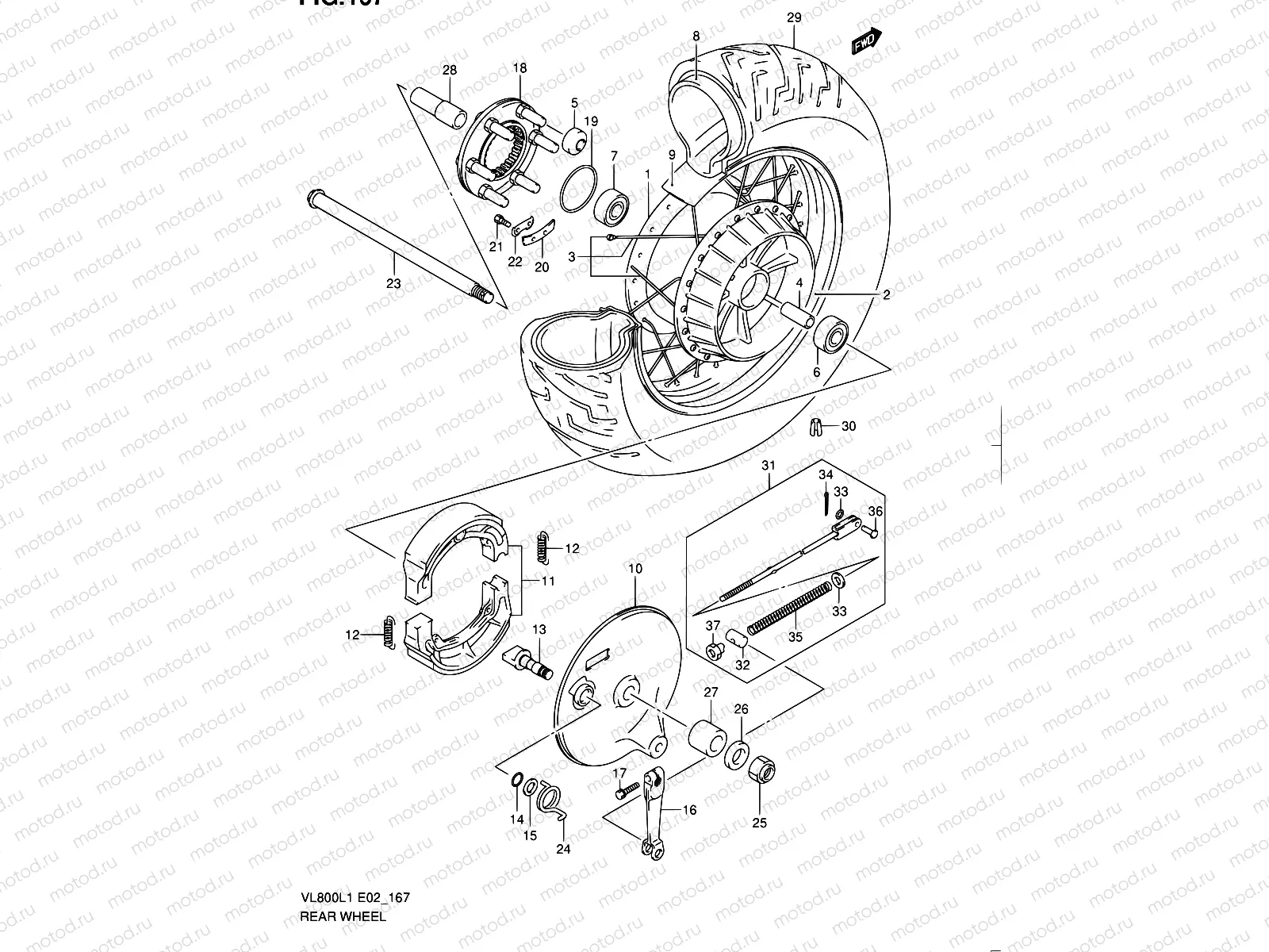 167 - REAR WHEEL (VL800TL1 E24)