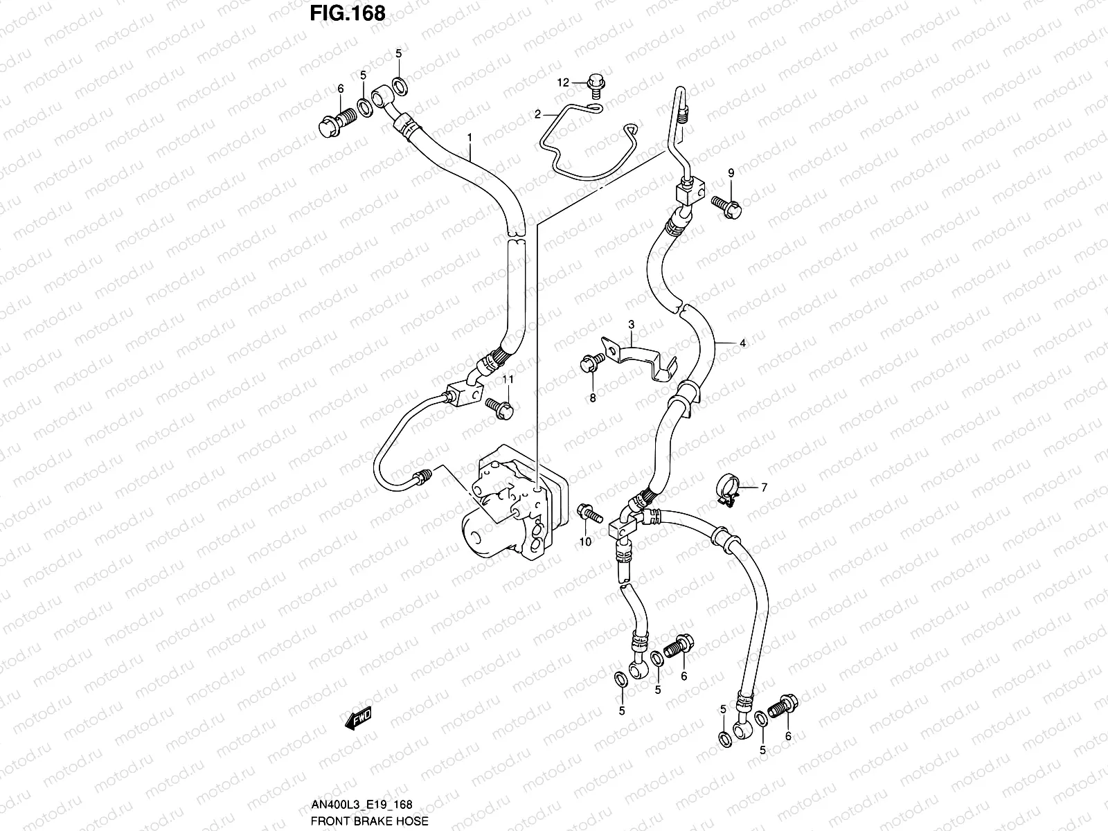 168 - FRONT BRAKE HOSE (AN400ZAL3 E19)