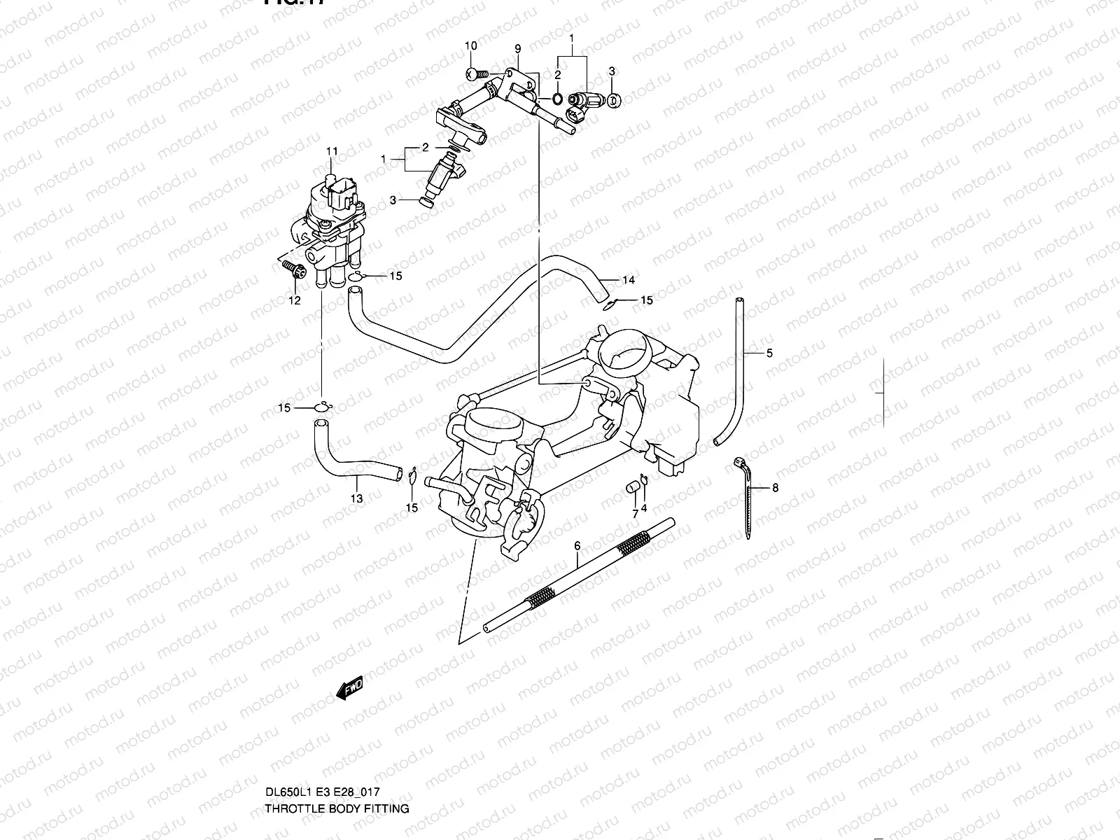 17 - THROTTLE BODY FITTING (DL650L1 E03)