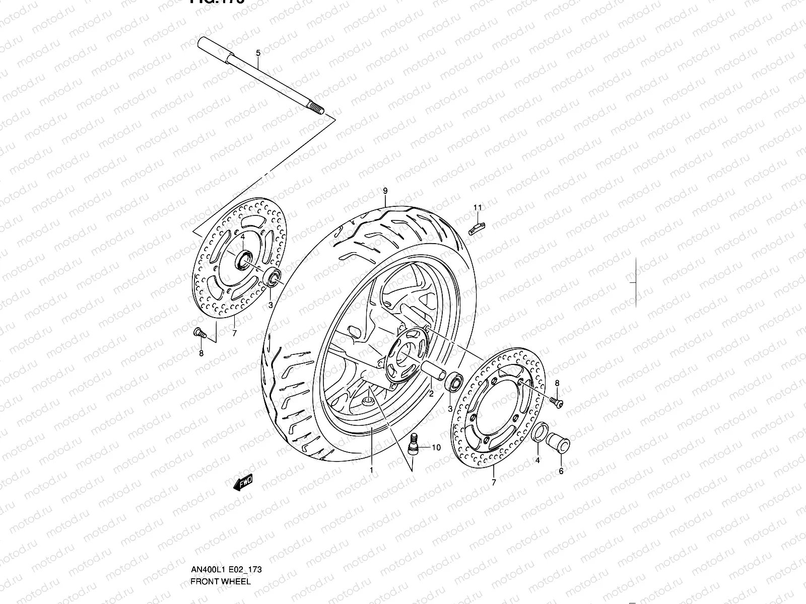 173 - FRONT WHEEL (AN400L1 E02)