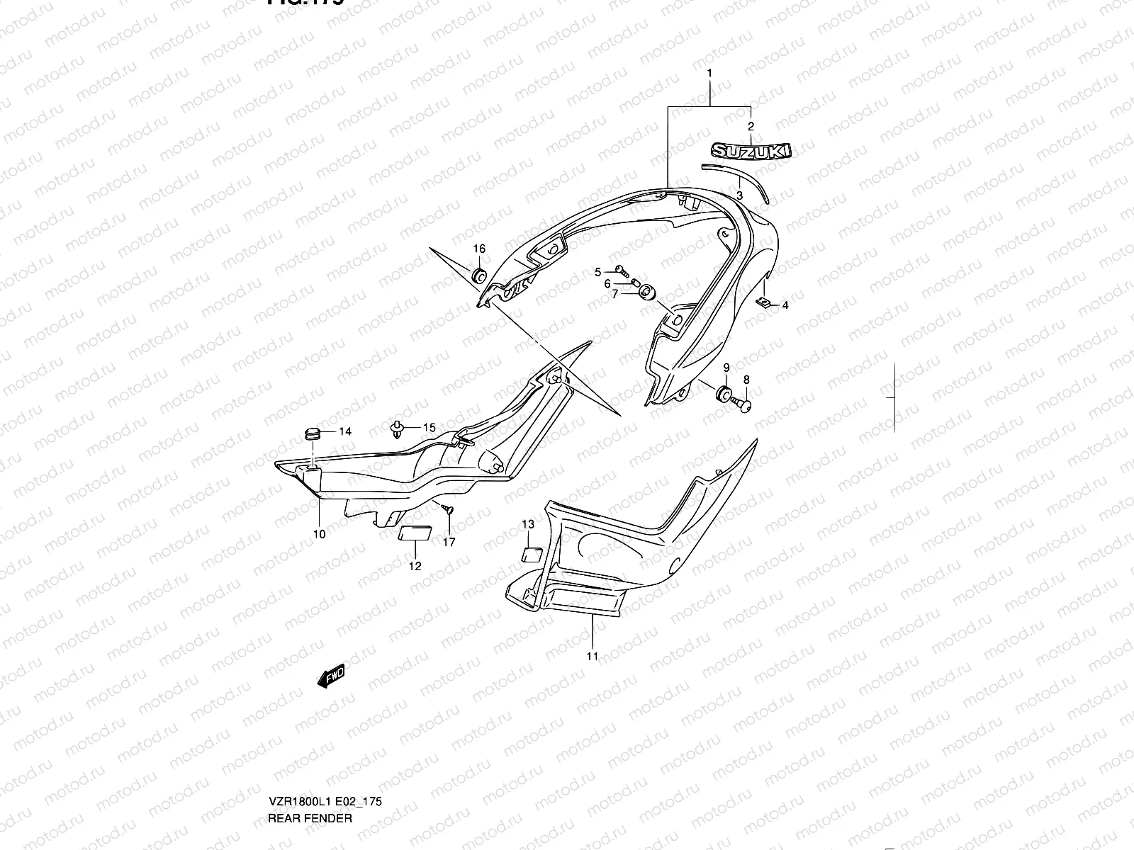 175 - REAR FENDER (VZR1800L1 E51)
