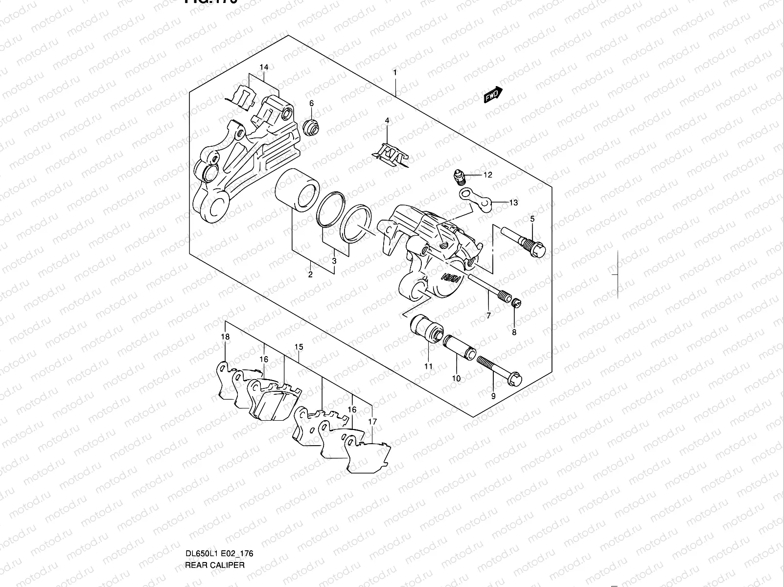 176 - REAR CALIPER (DL650AUEL1 E19)