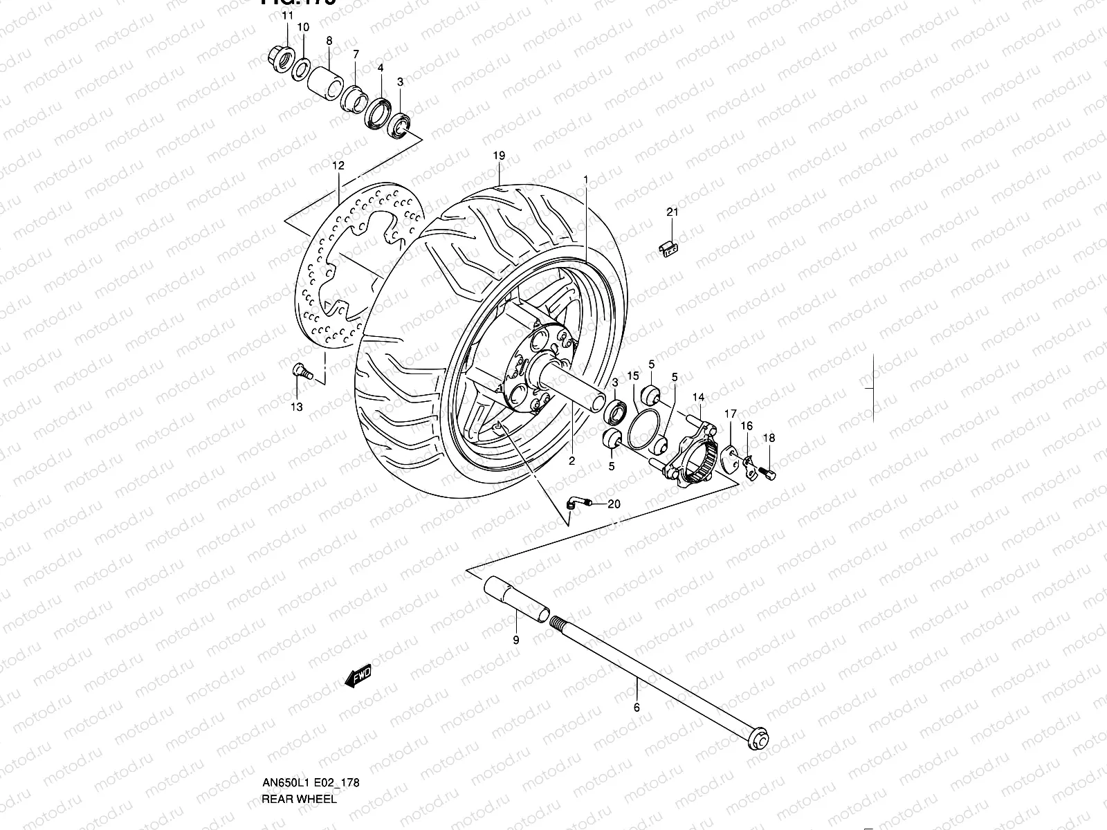178 - REAR WHEEL (AN650L1 E19)