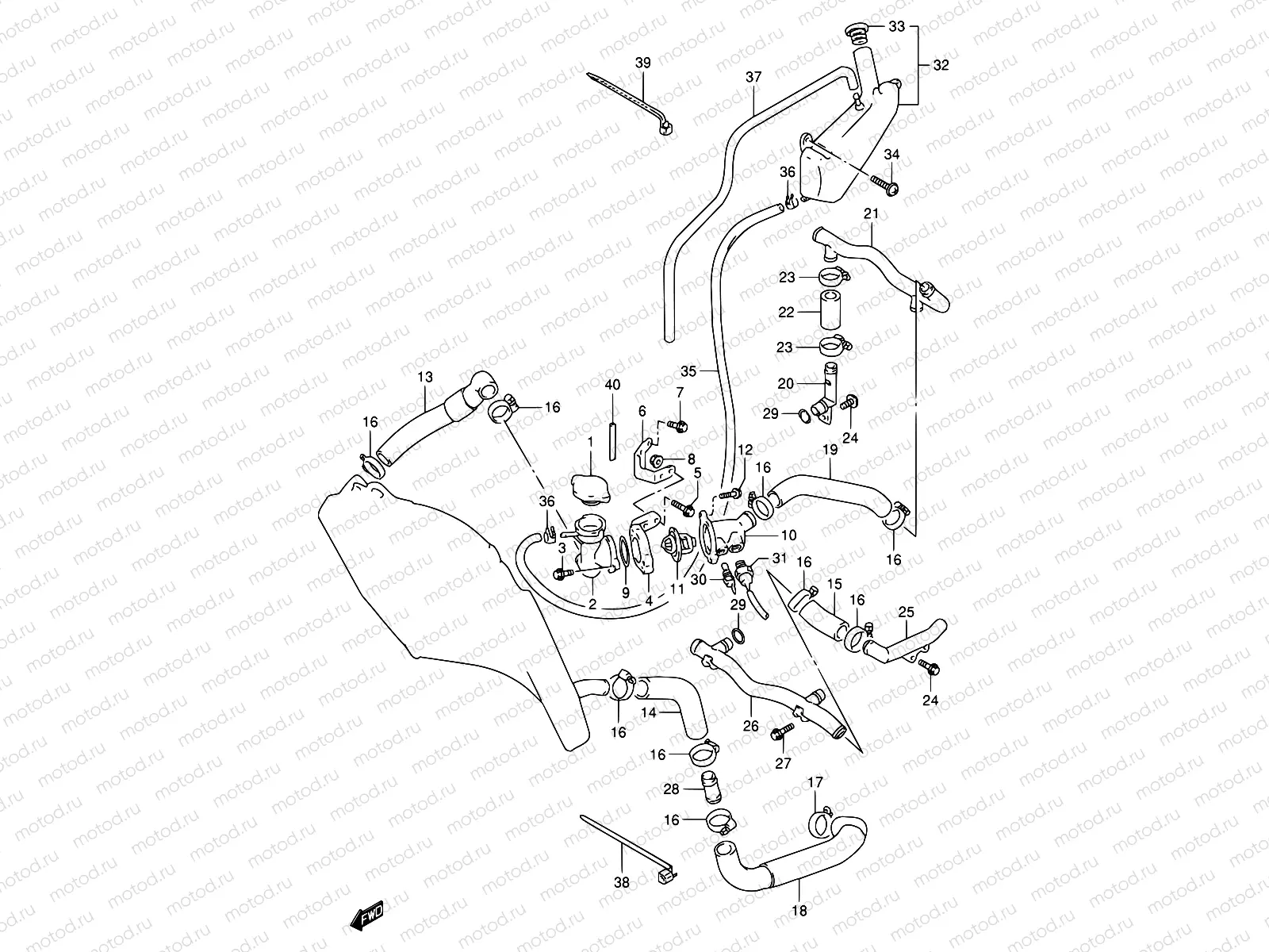 18 - RADIATOR HOSE (MODEL P/R)